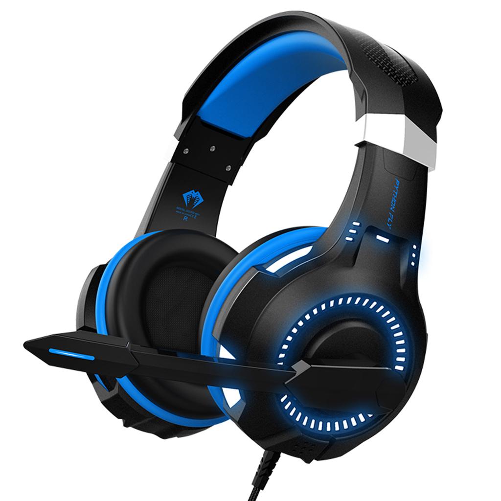 Over Ear Gaming Headset with MIC Earpiece 3.5mm Interface Blue