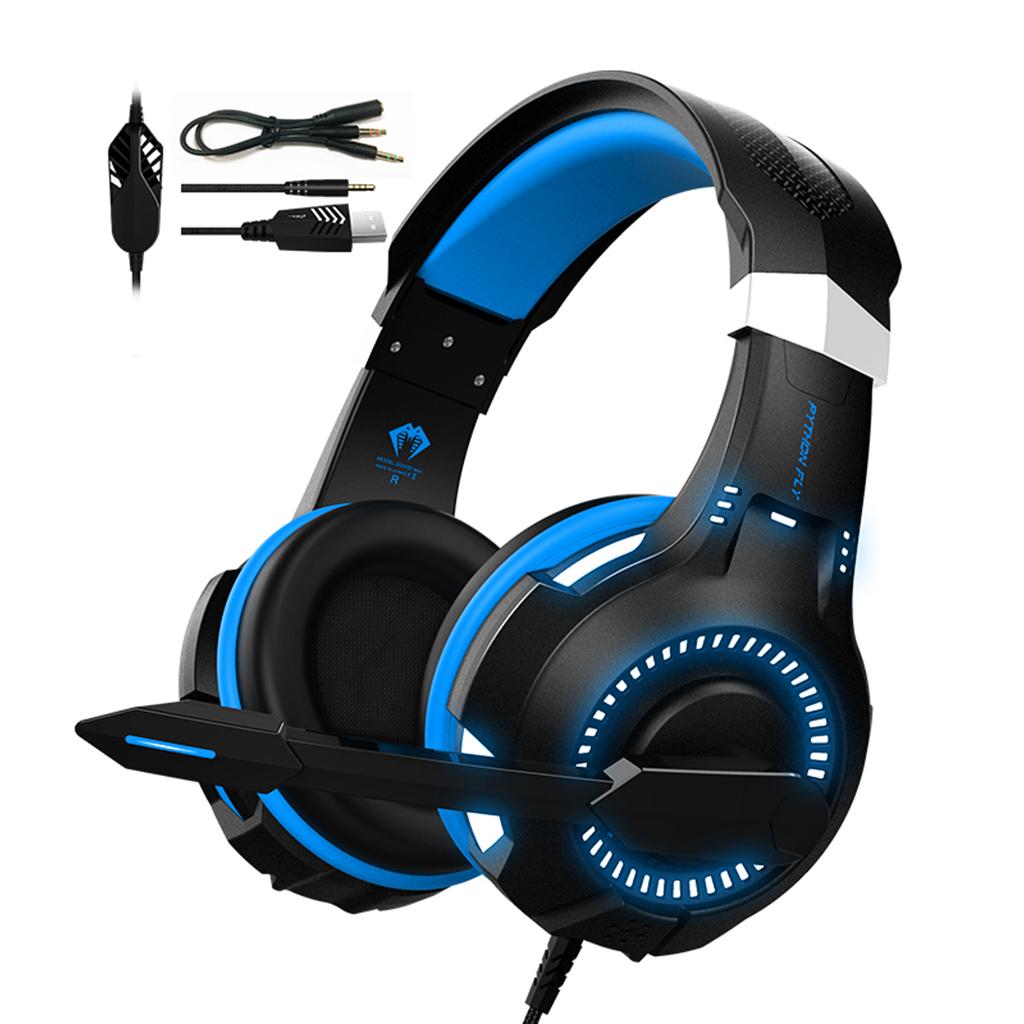 Over Ear Gaming Headset with MIC Earpiece 3.5mm Interface Blue