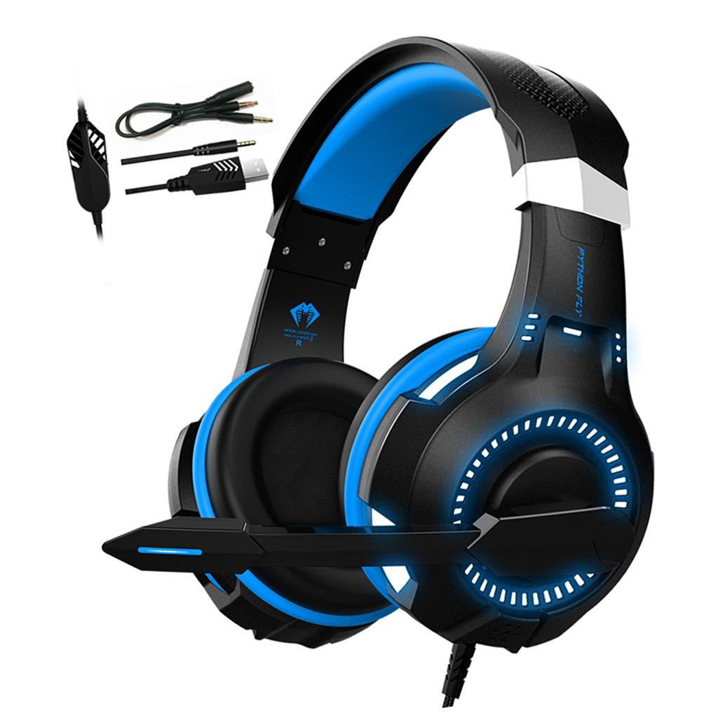 Over Ear Gaming Headset with MIC Earpiece 3.5mm Interface Blue