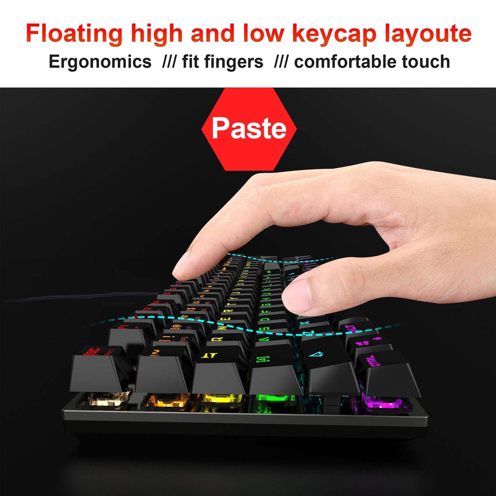 L300 RGB Backlit Mechanical Gaming Keyboard Wired 104 Keys for PC Gamer