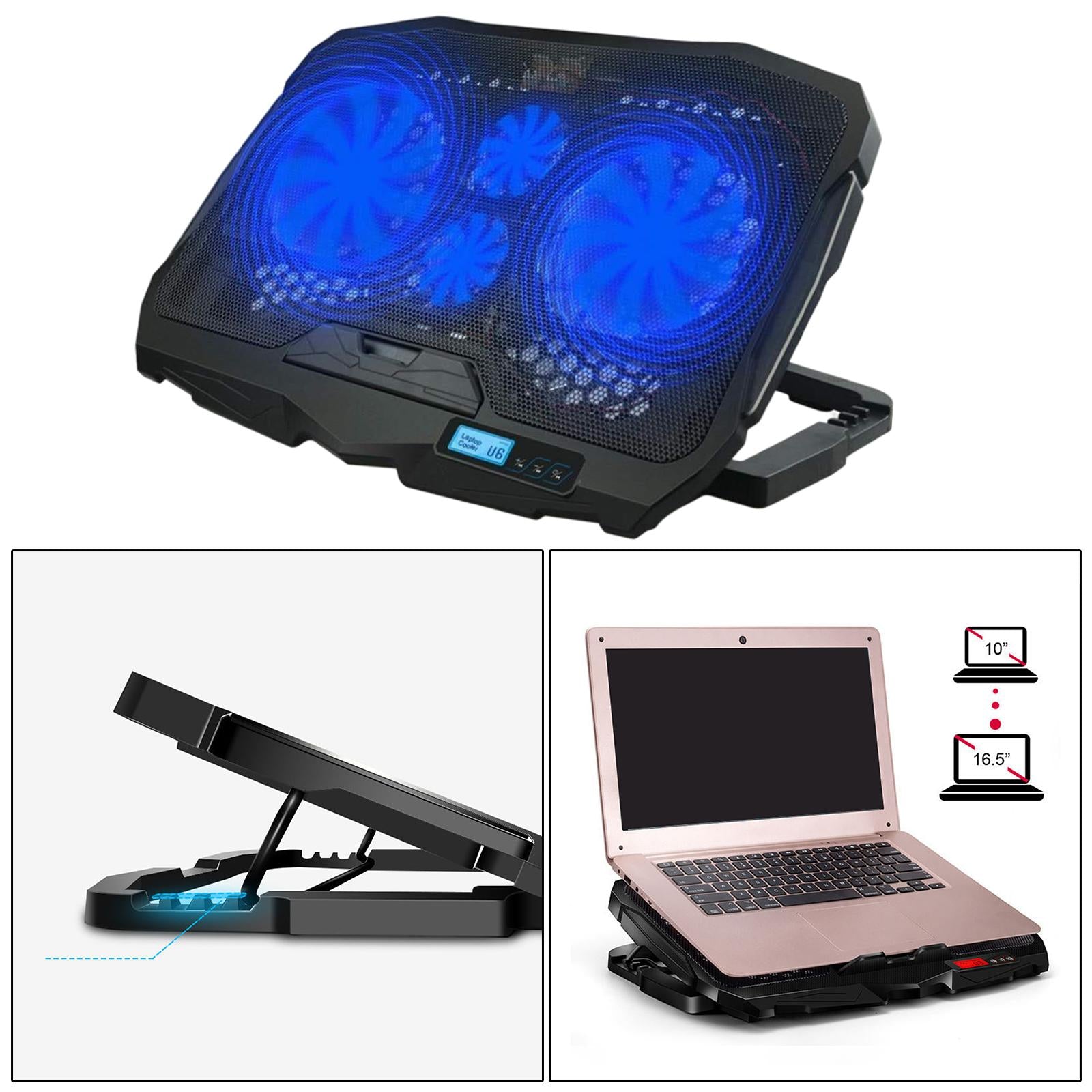 Laptop Cooler Stand Cooling Pad for 10 to 16.5" Notebook Strong Wind Quiet