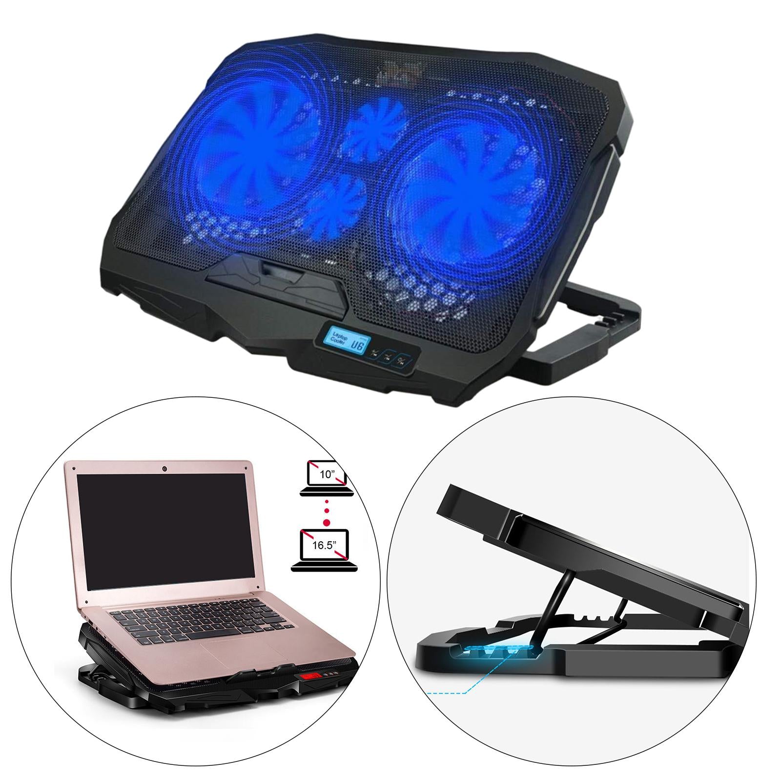 Laptop Cooler Stand Cooling Pad for 10 to 16.5" Notebook Strong Wind Quiet