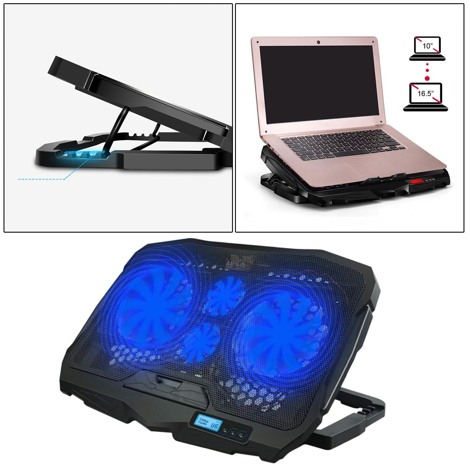 Laptop Cooler Stand Cooling Pad for 10 to 16.5" Notebook Strong Wind Quiet