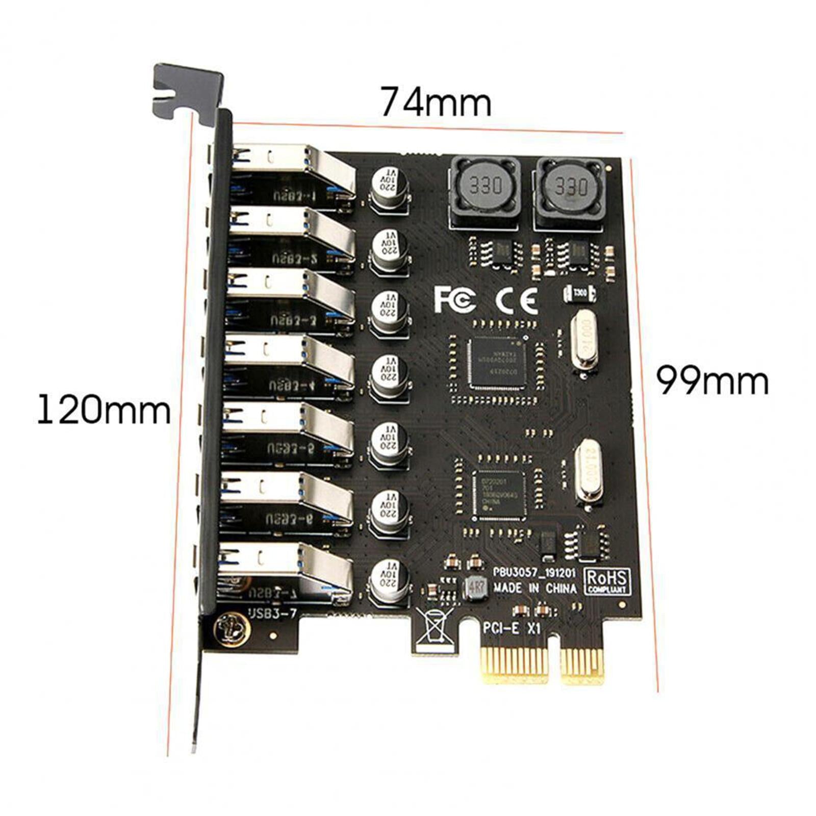 PCI-e to USB 3.0 Card 5Gbps Controller for 8 No Additional Power Accessory