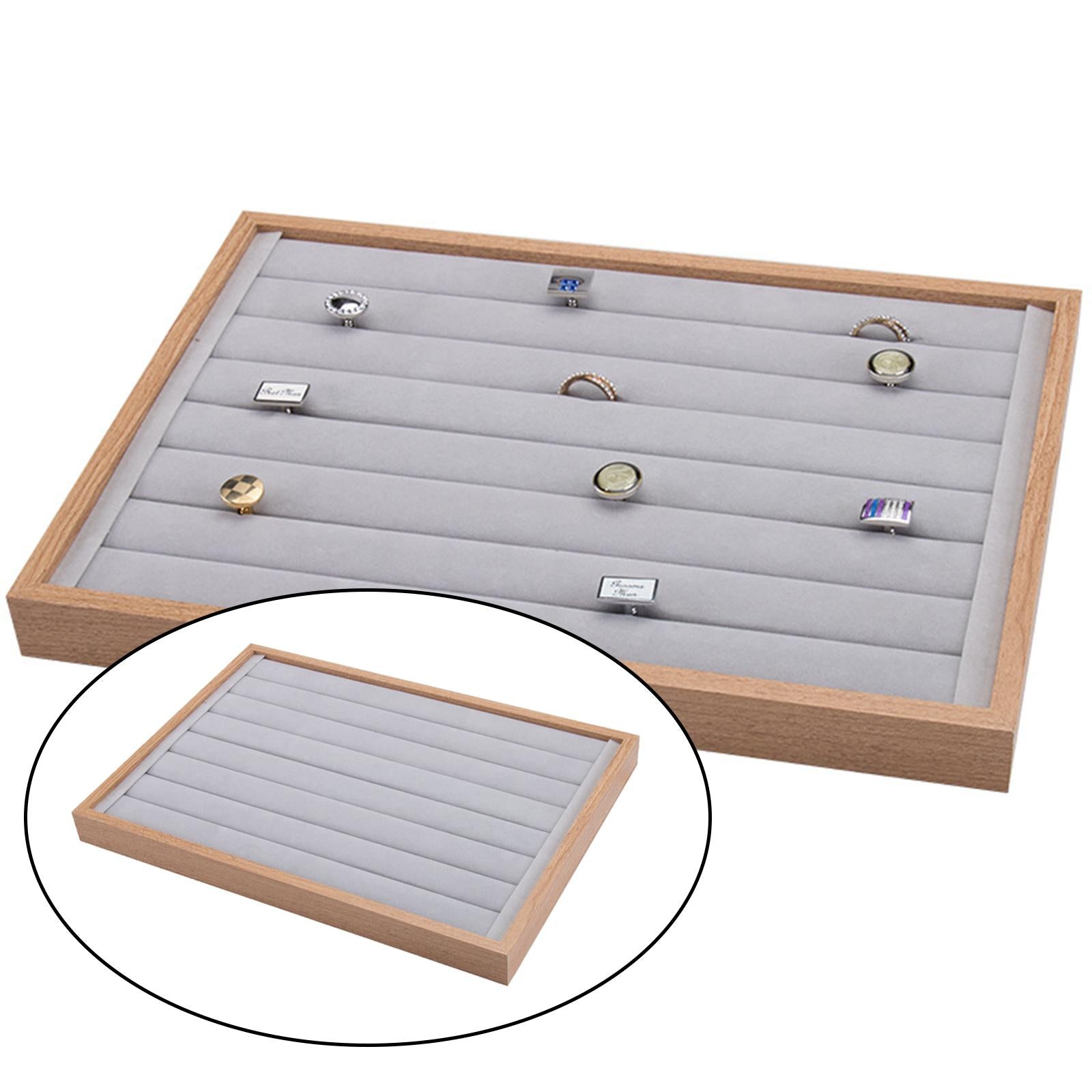 Women Ring Tray Earrings Show Case Jewelry Display Organizer Storage Lines