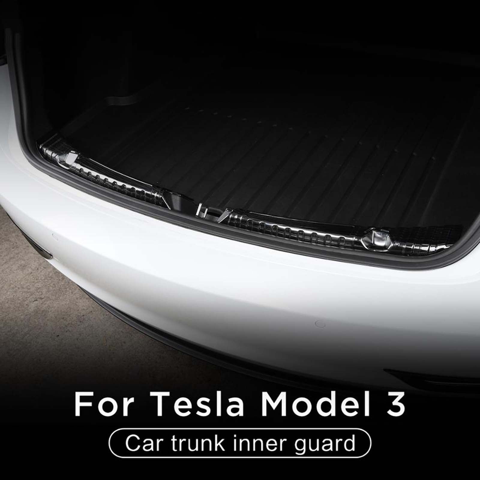 1 Pair Inner Stainless Steel Rear Guard for Tesla Model 3 Car Silver