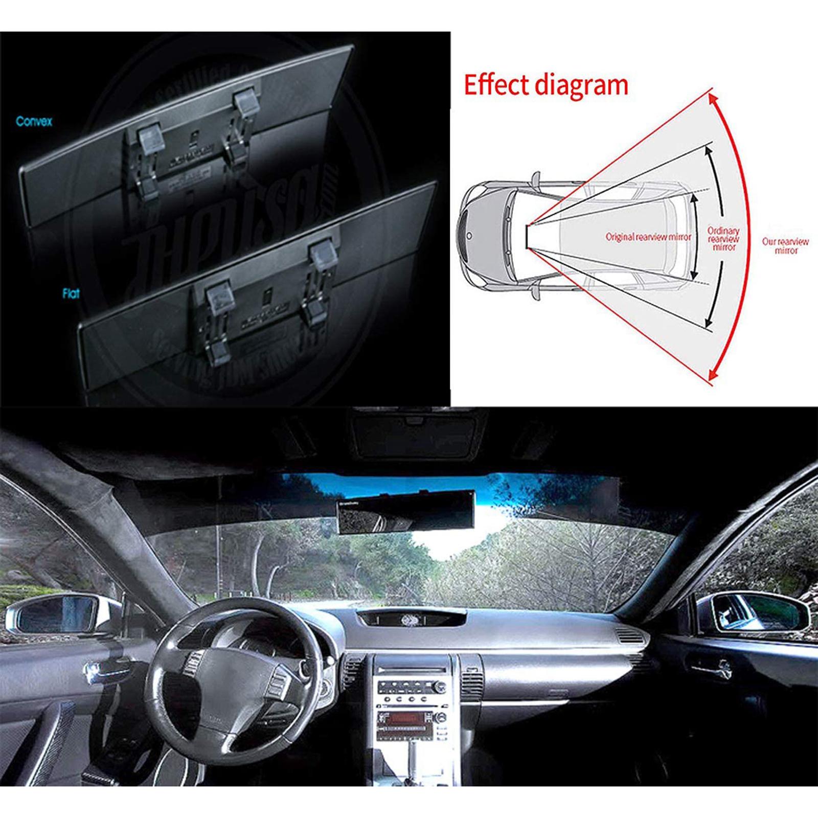 11.8" 300mm Universal Car Interior Anti Glare Rear View Mirror  blue