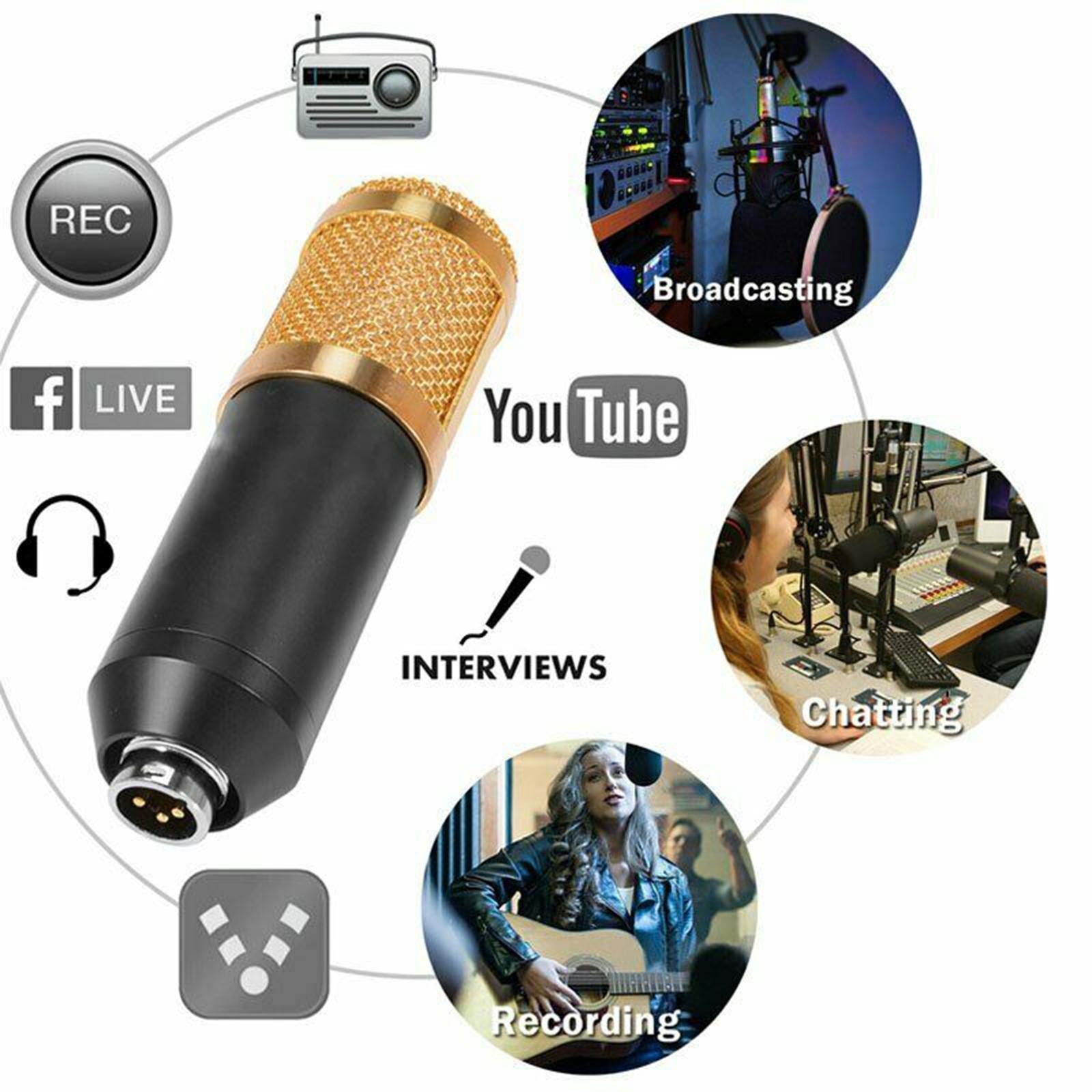 BM-800 Condenser Microphone Kit PC Streaming Cardioid Mic USB for Podcast