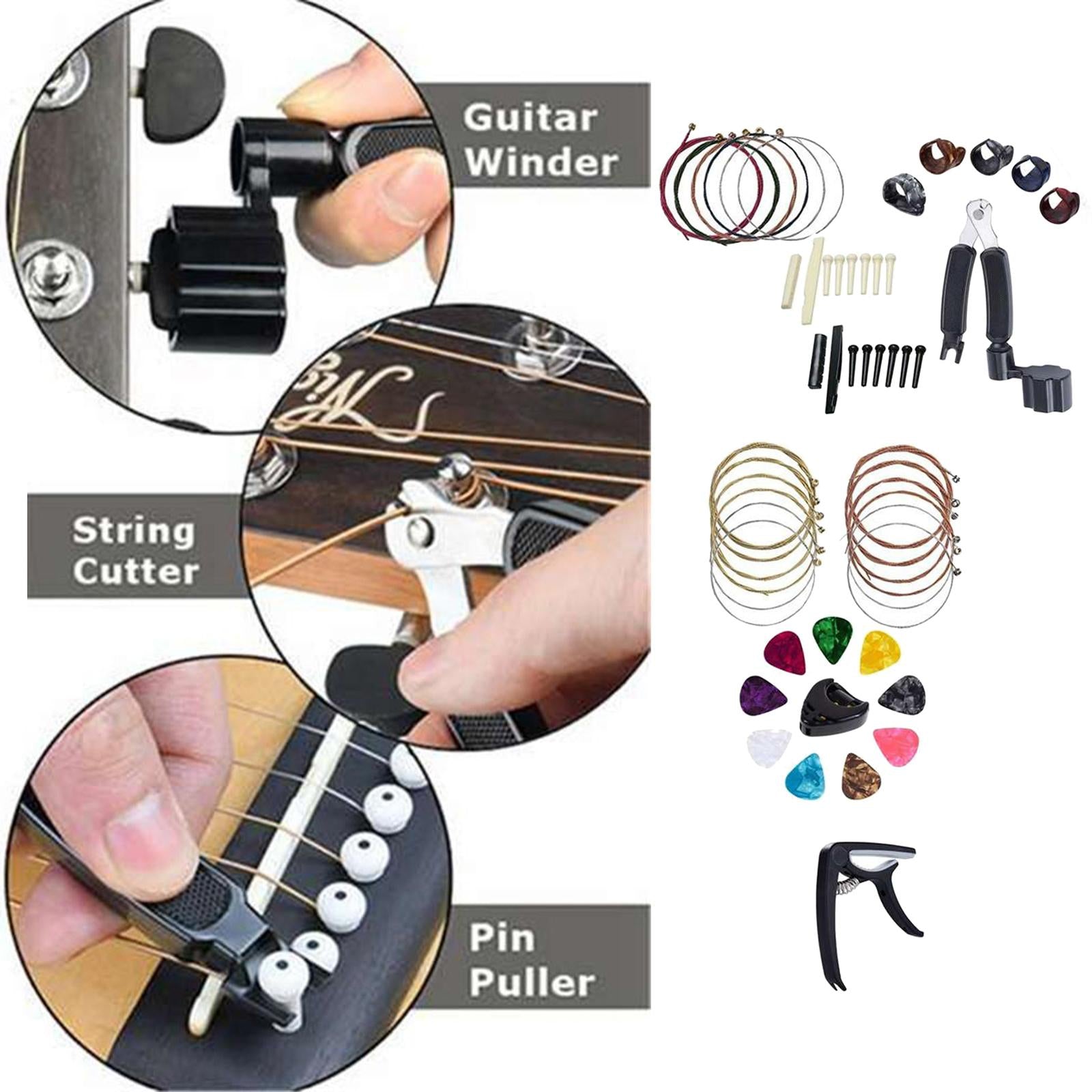 Guitar Strings Changing Accessories 3-in-1 Guitar Capo Guitar Playing Tool