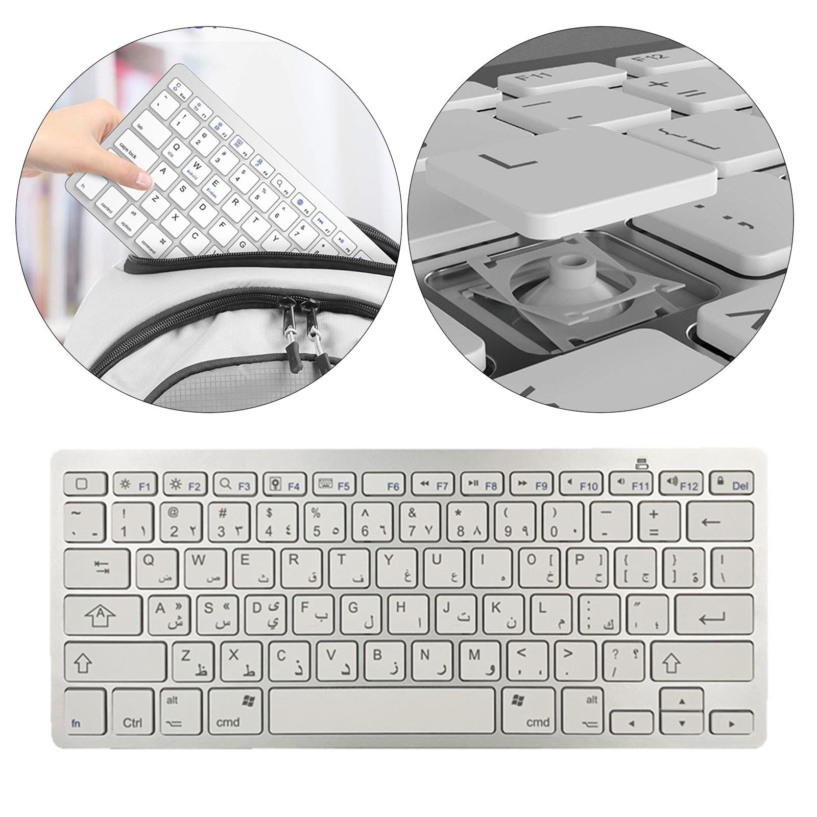 UltraThin 78 Key Wireless Bluetooth Keyboard Arabic for IOS/Android/Windows