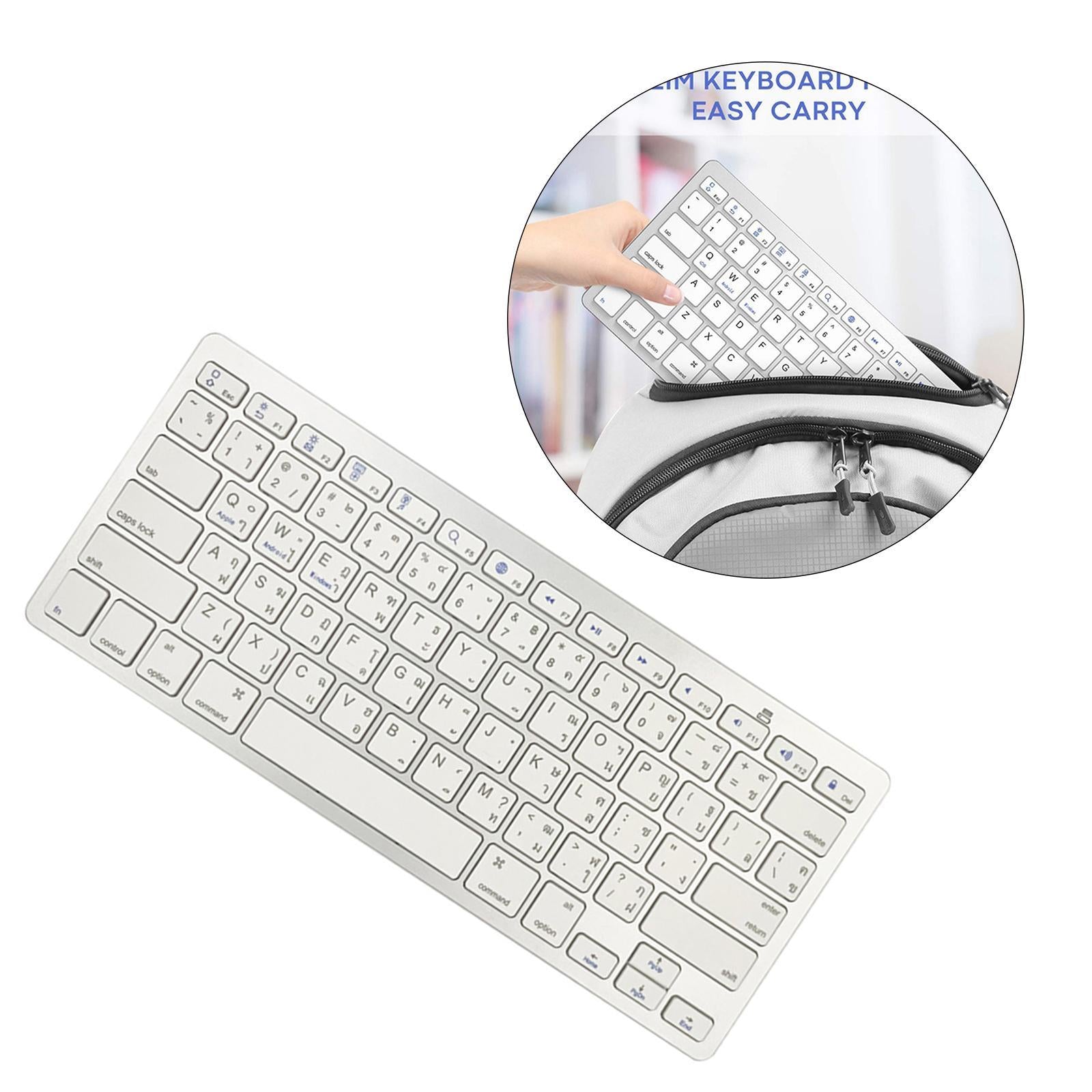 Portable Silver Mini Thai 78 Keys Wireless Bluetooth Keyboard for Tablet PC