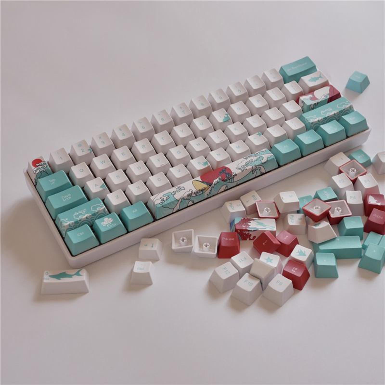 71 Keys Coral Sea Keycaps PBT Dye Sub Set For Cherry MX Keyboards English