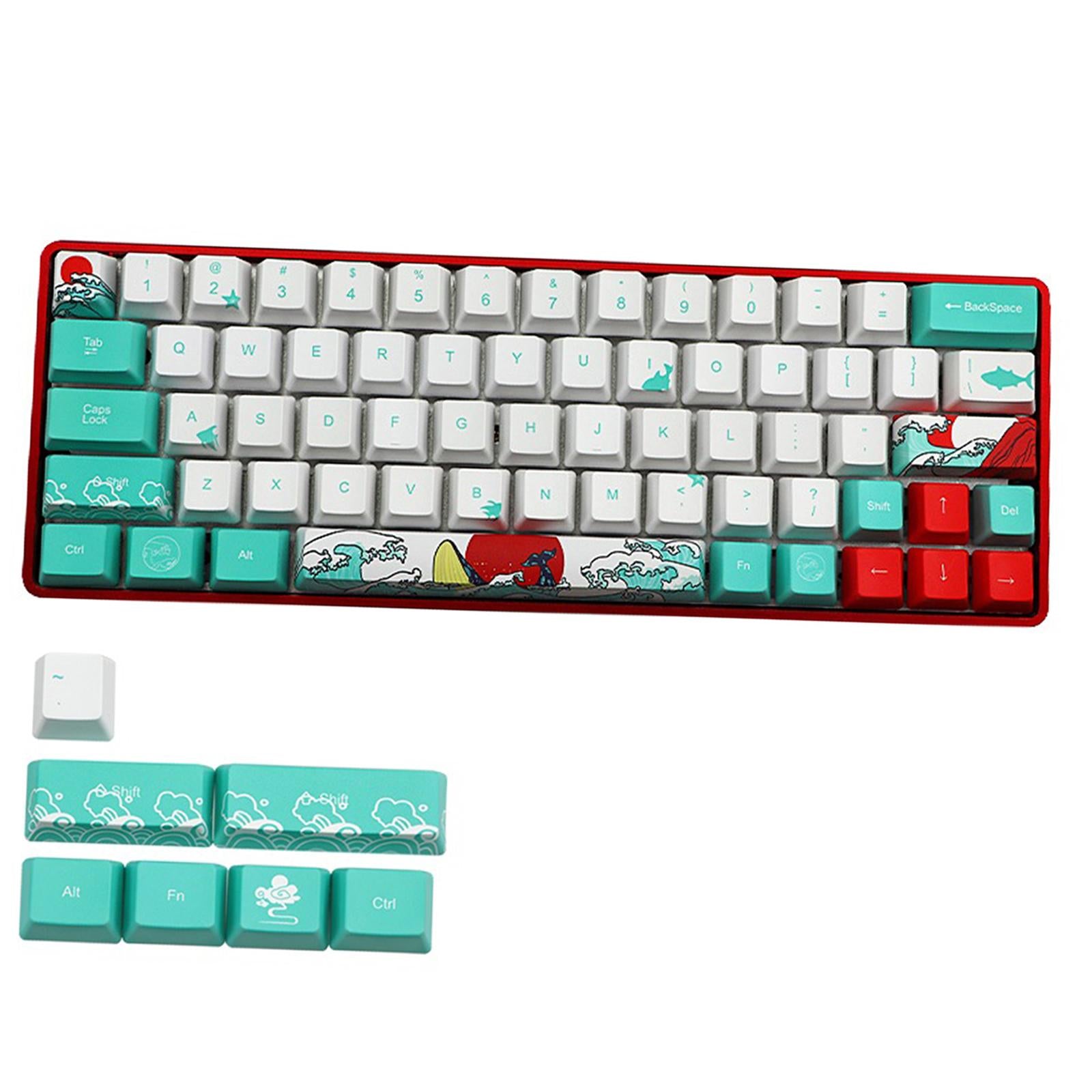 71 Keys Coral Sea Keycaps PBT Dye Sub Set For Cherry MX Keyboards English