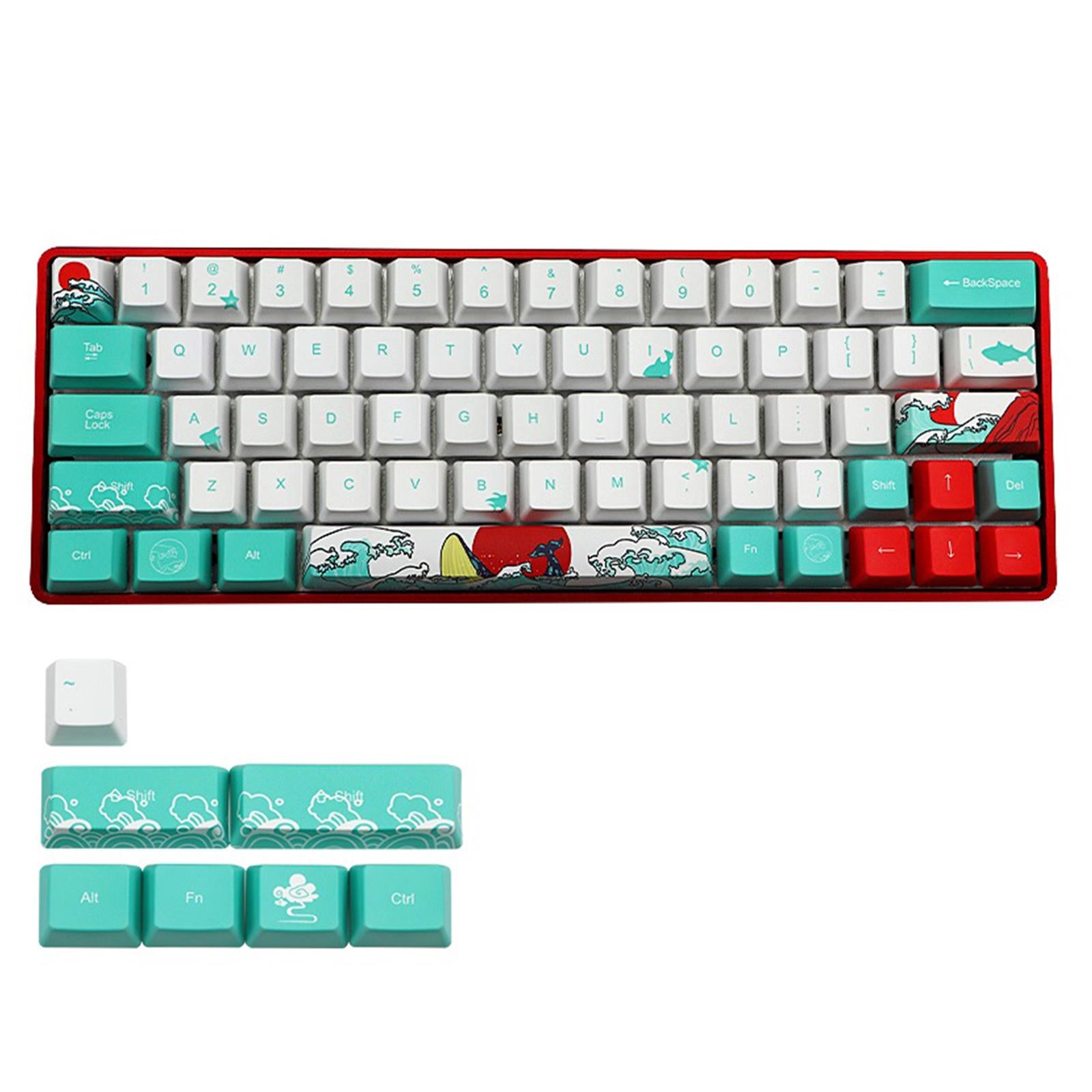 71 Keys Coral Sea Keycaps PBT Dye Sub Set For Cherry MX Keyboards English