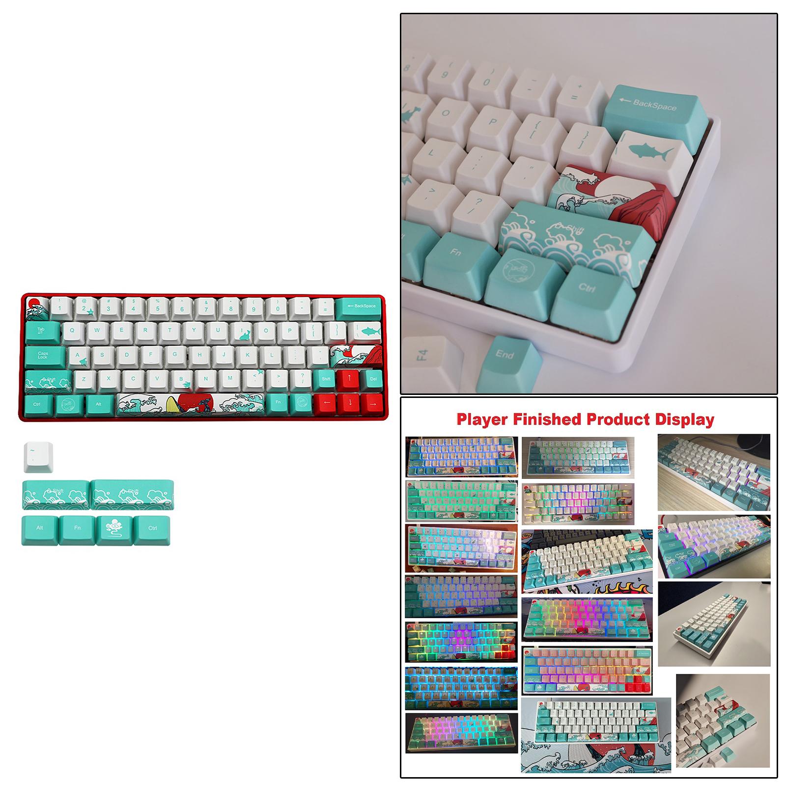 71 Keys Coral Sea Keycaps PBT Dye Sub Set For Cherry MX Keyboards English