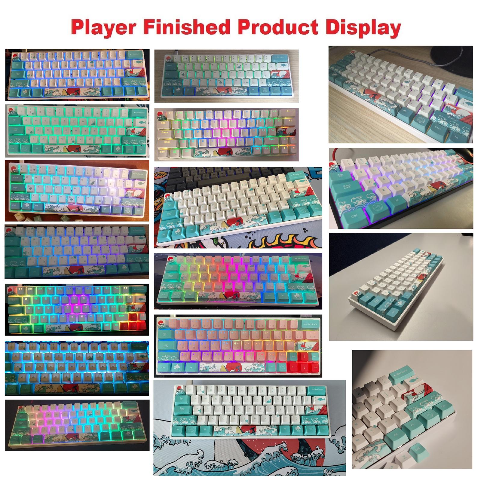 71 Keys Coral Sea Keycaps PBT Dye Sub Set For Cherry MX Keyboards English