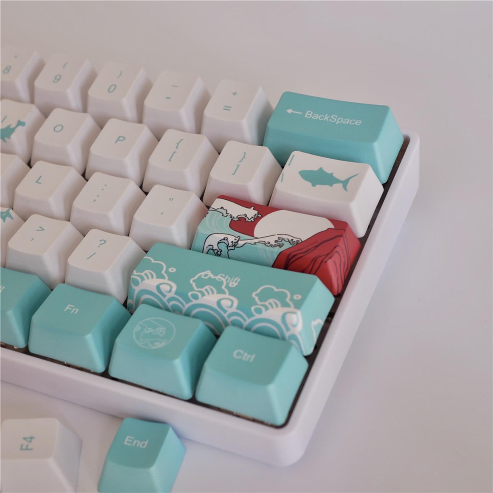 71 Keys Coral Sea Keycaps PBT Dye Sub Set For Cherry MX Keyboards English