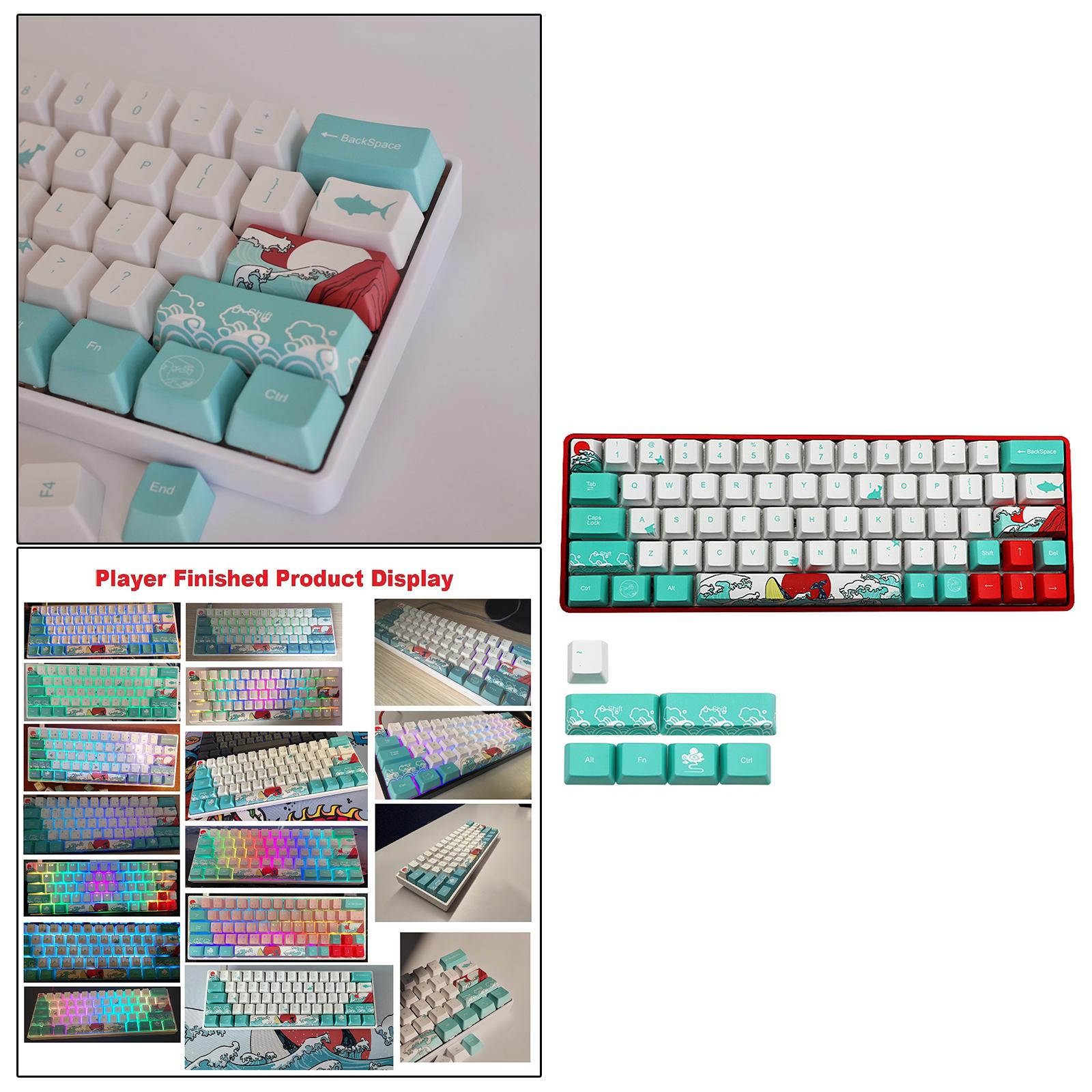 71 Keys Coral Sea Keycaps PBT Dye Sub Set For Cherry MX Keyboards English