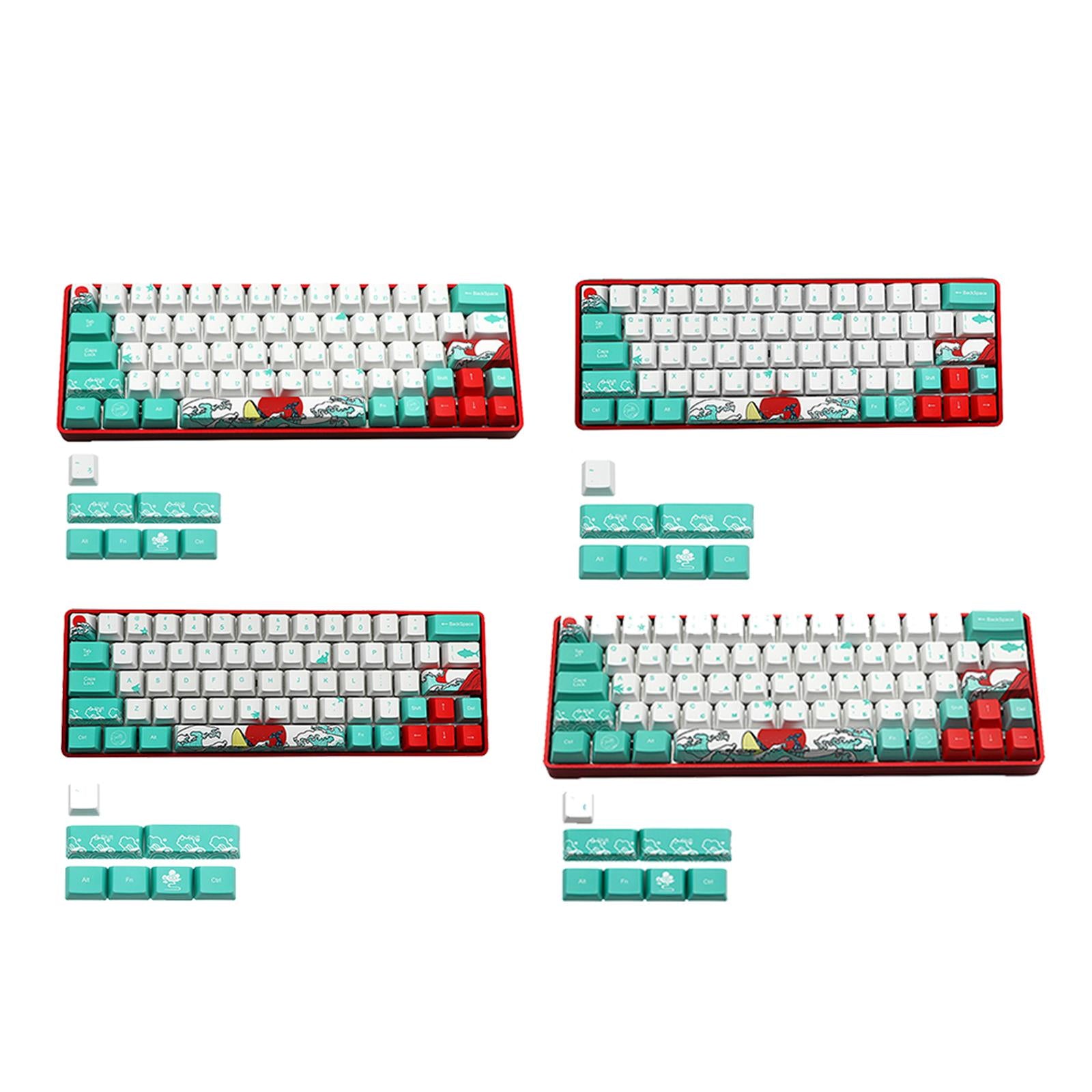 71 Keys Coral Sea Keycaps PBT Dye Sub Set For Cherry MX Keyboards English