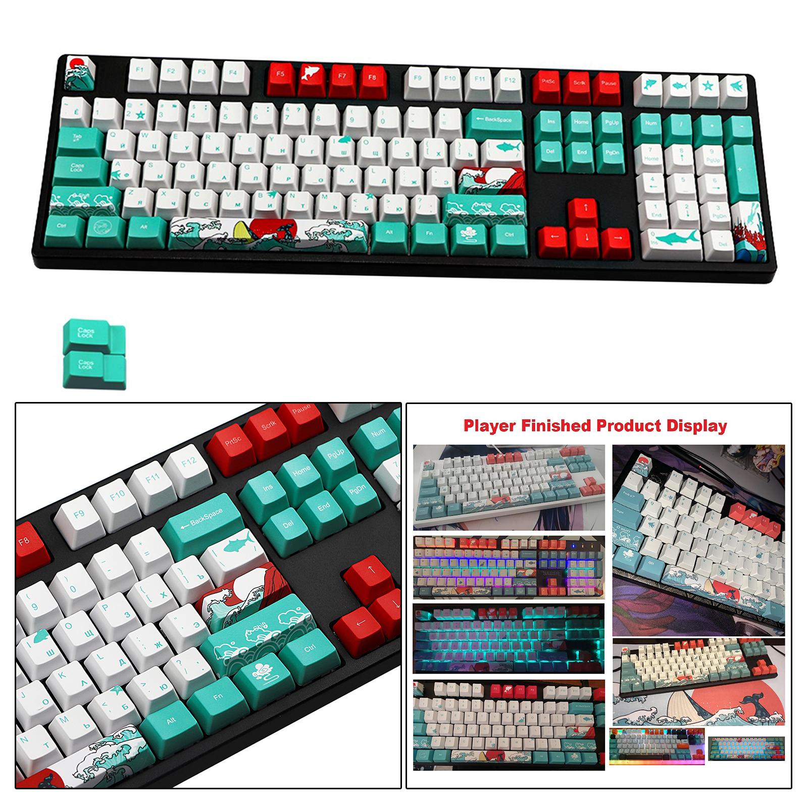 110-Key Coral Sea DYE-SUB PBT Keycaps DIY for Cherry MX Keyboards Russian