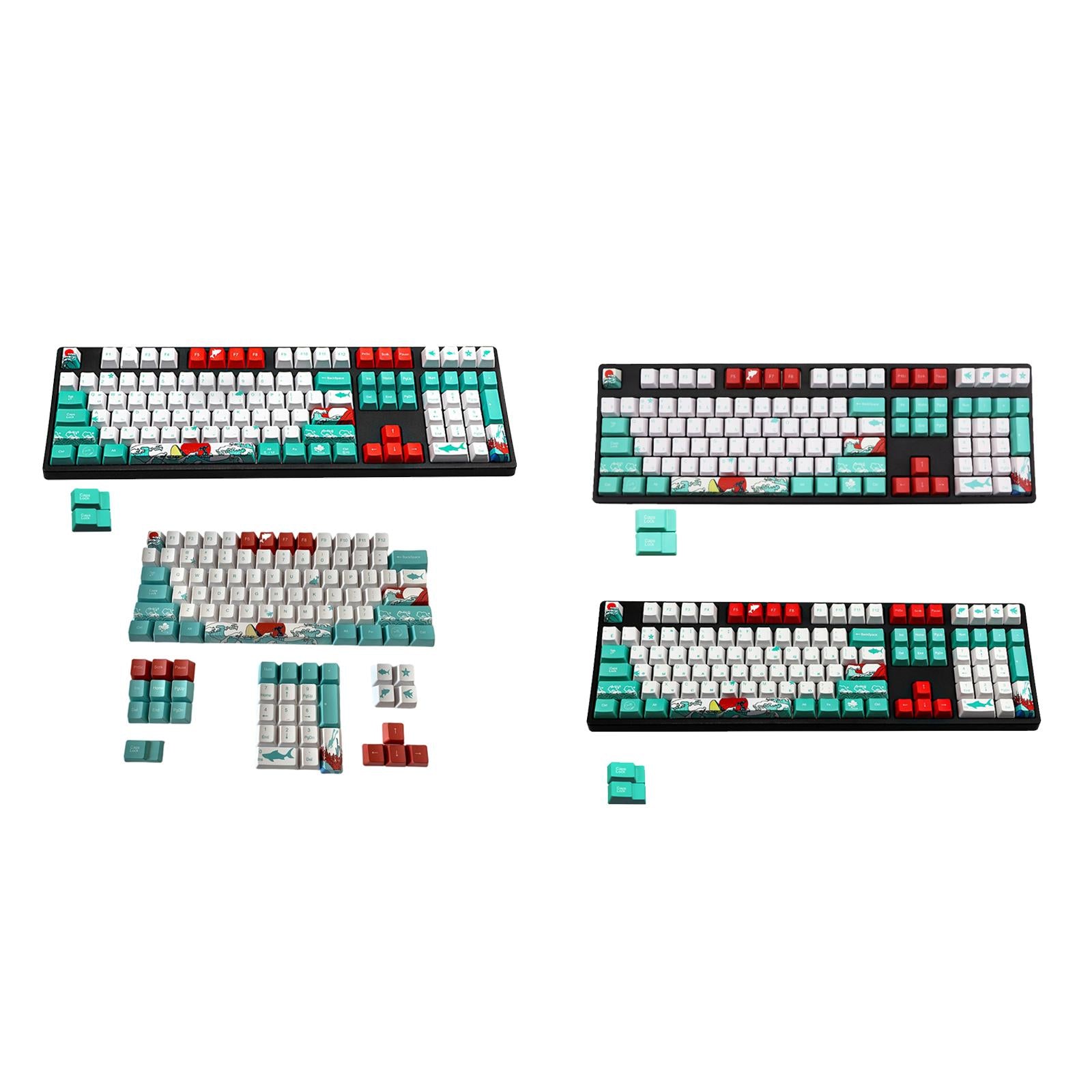 110-Key Coral Sea DYE-SUB PBT Keycaps DIY for Cherry MX Keyboards Russian