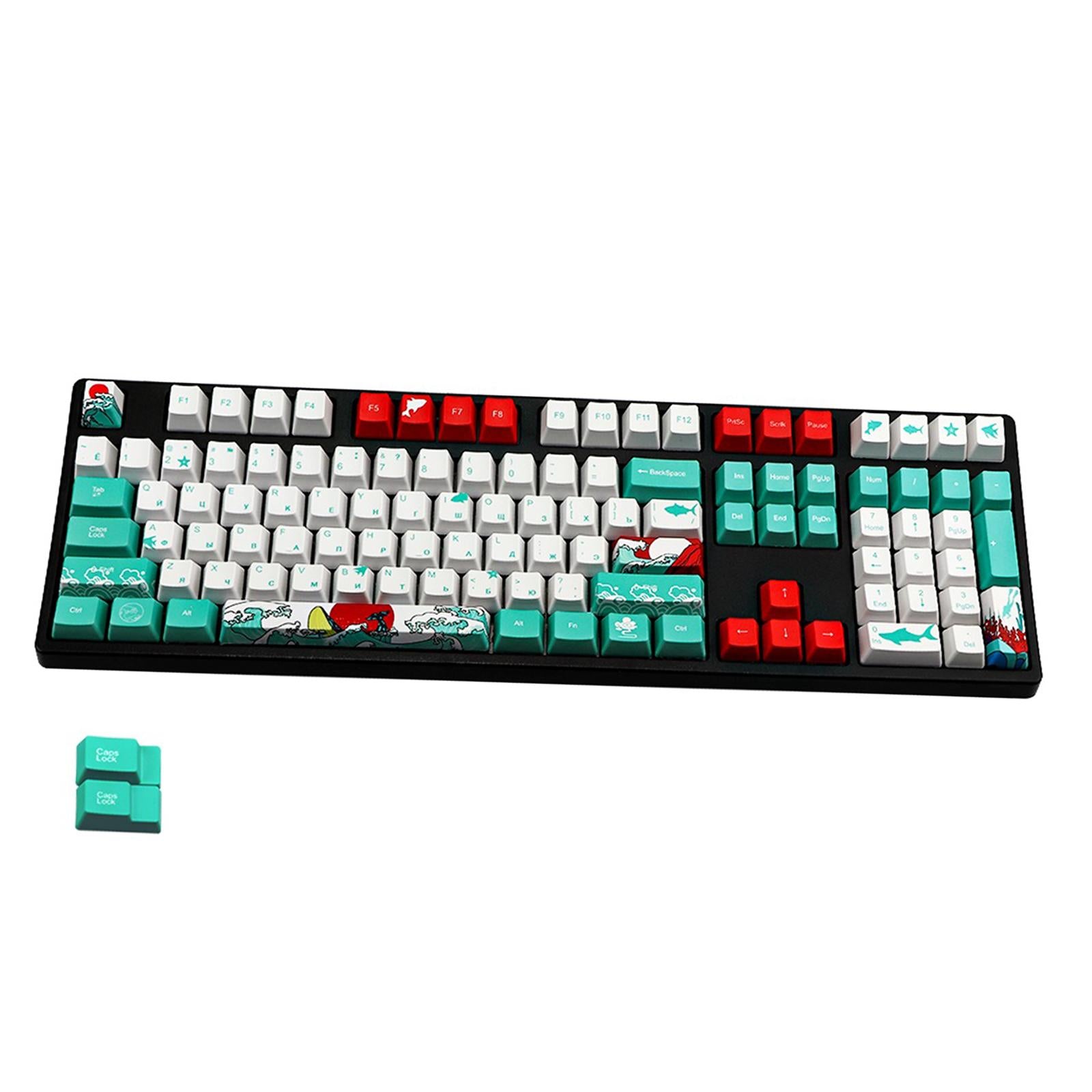 110-Key Coral Sea DYE-SUB PBT Keycaps DIY for Cherry MX Keyboards Russian