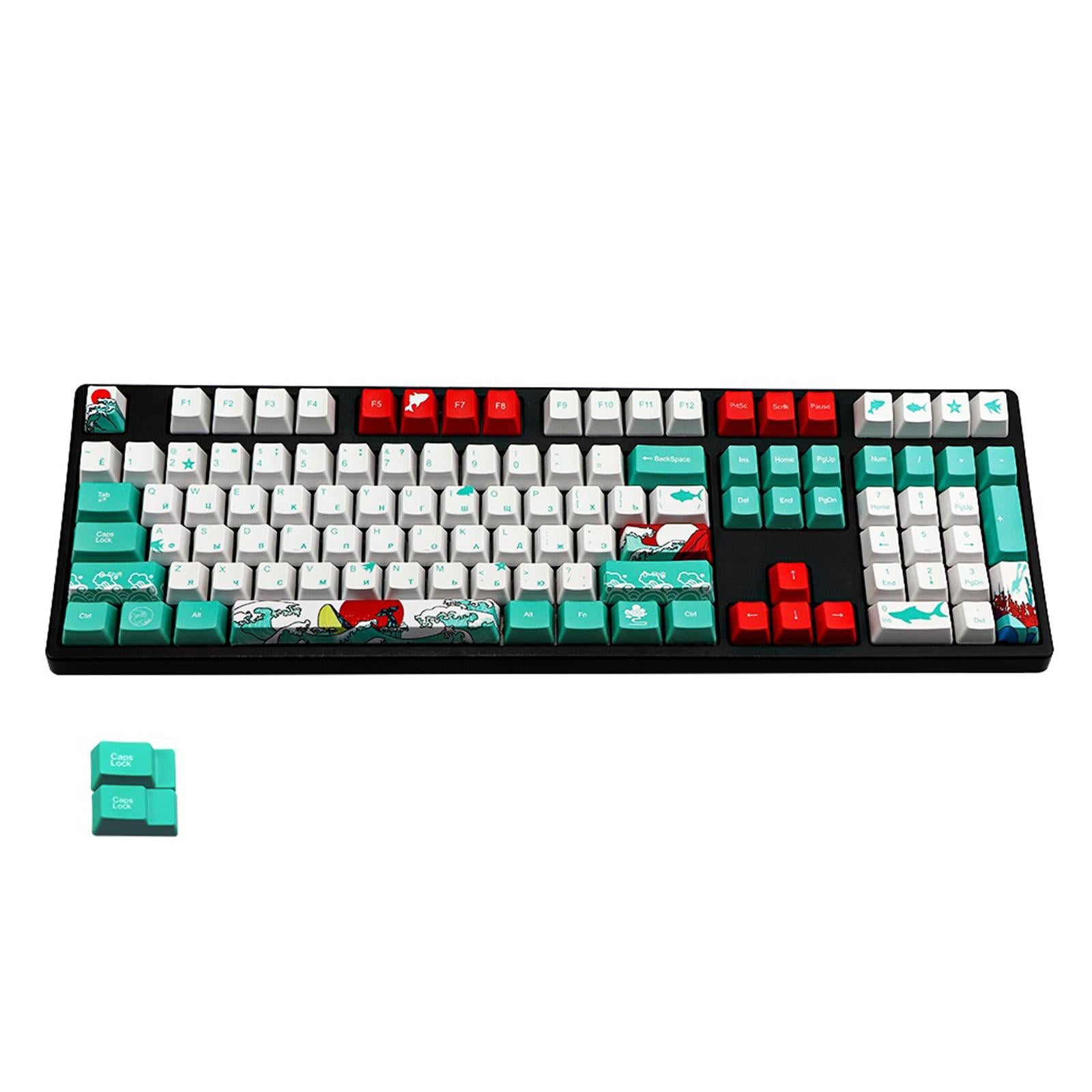 110-Key Coral Sea DYE-SUB PBT Keycaps DIY for Cherry MX Keyboards Russian