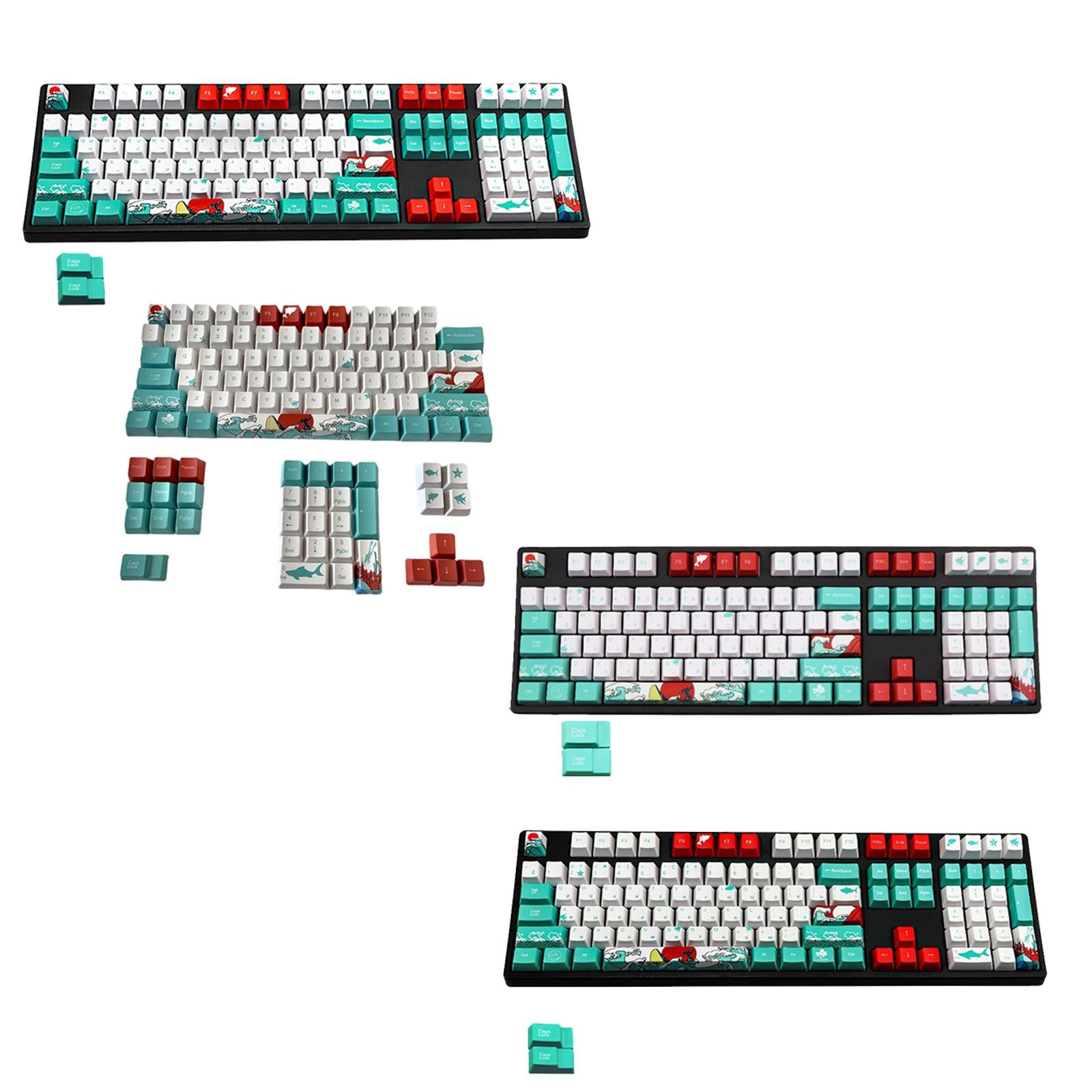 110-Key Coral Sea DYE-SUB PBT Keycaps DIY for Cherry MX Keyboards Russian