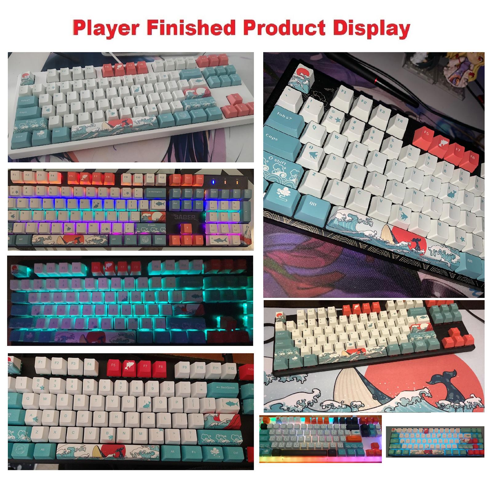 110-Key Coral Sea DYE-SUB PBT Keycaps DIY for Cherry MX Keyboards Russian