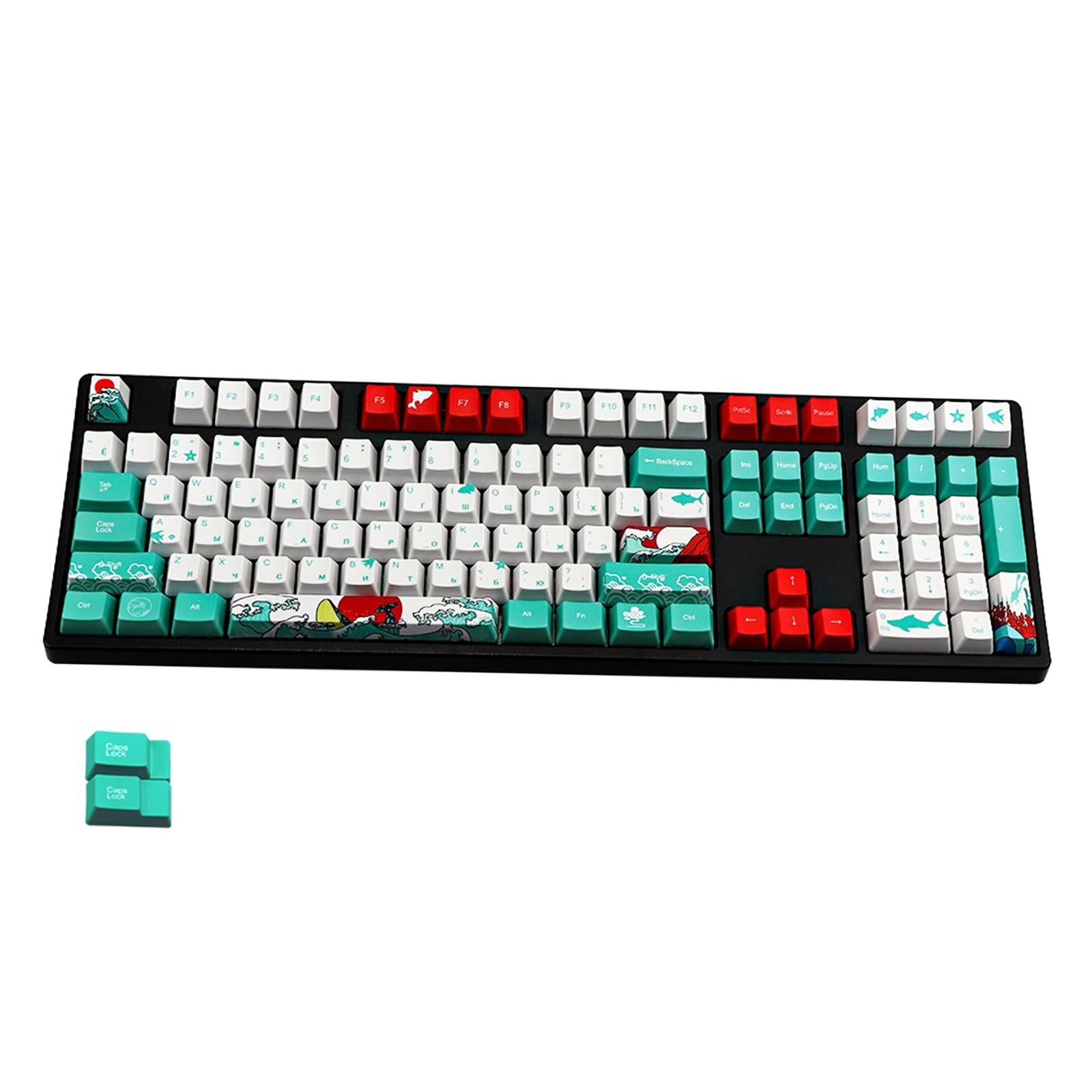 110-Key Coral Sea DYE-SUB PBT Keycaps DIY for Cherry MX Keyboards Russian