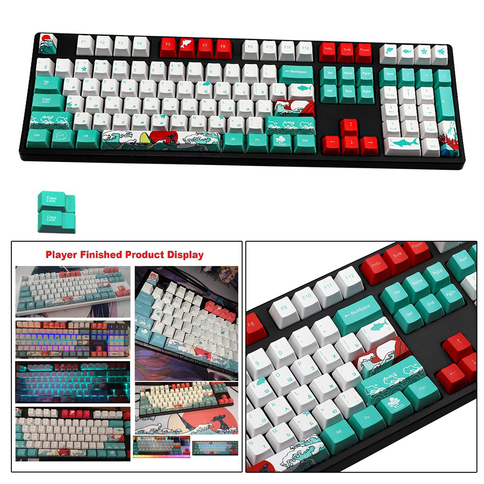 110-Key Coral Sea DYE-SUB PBT Keycaps DIY for Cherry MX Keyboards Russian