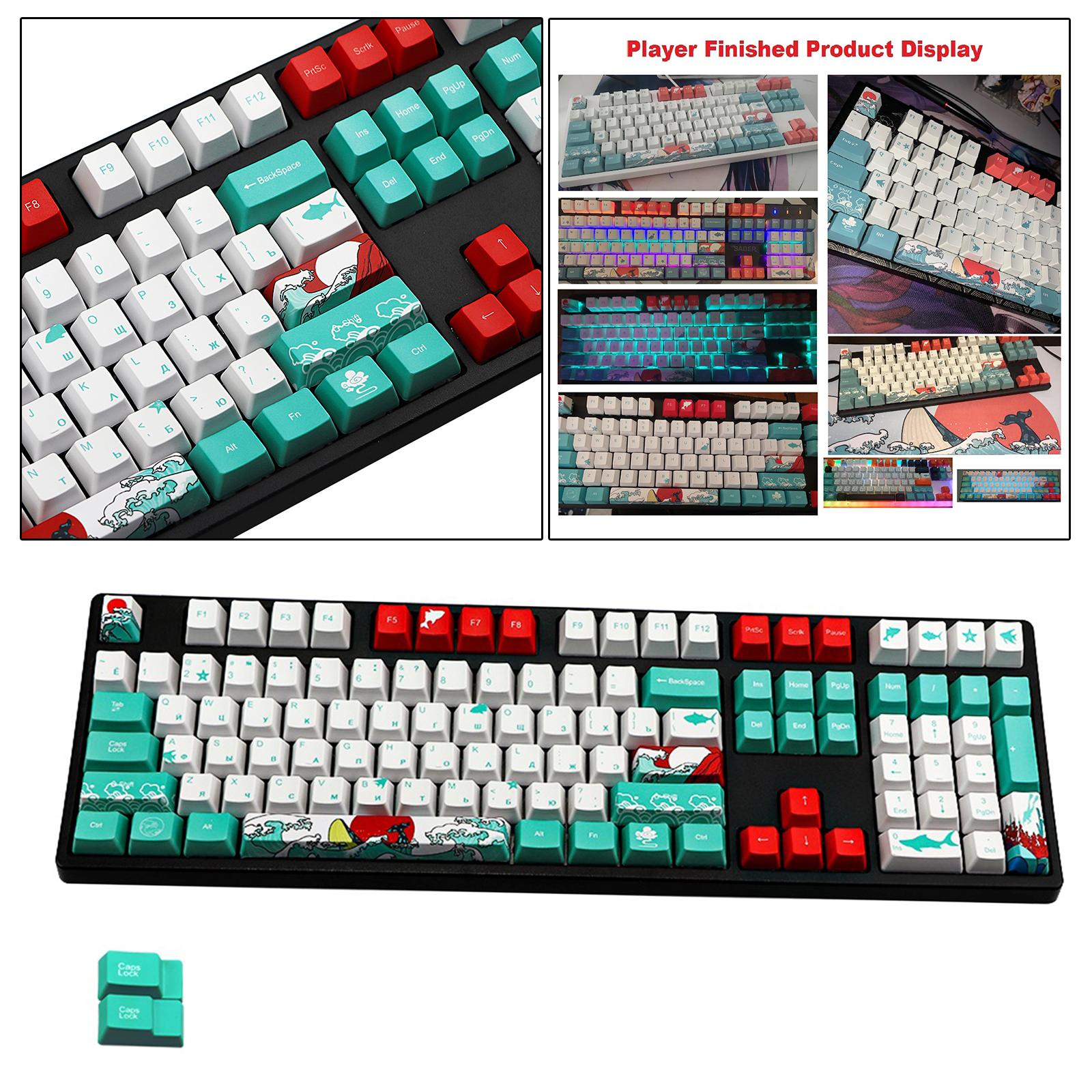 110-Key Coral Sea DYE-SUB PBT Keycaps DIY for Cherry MX Keyboards Russian