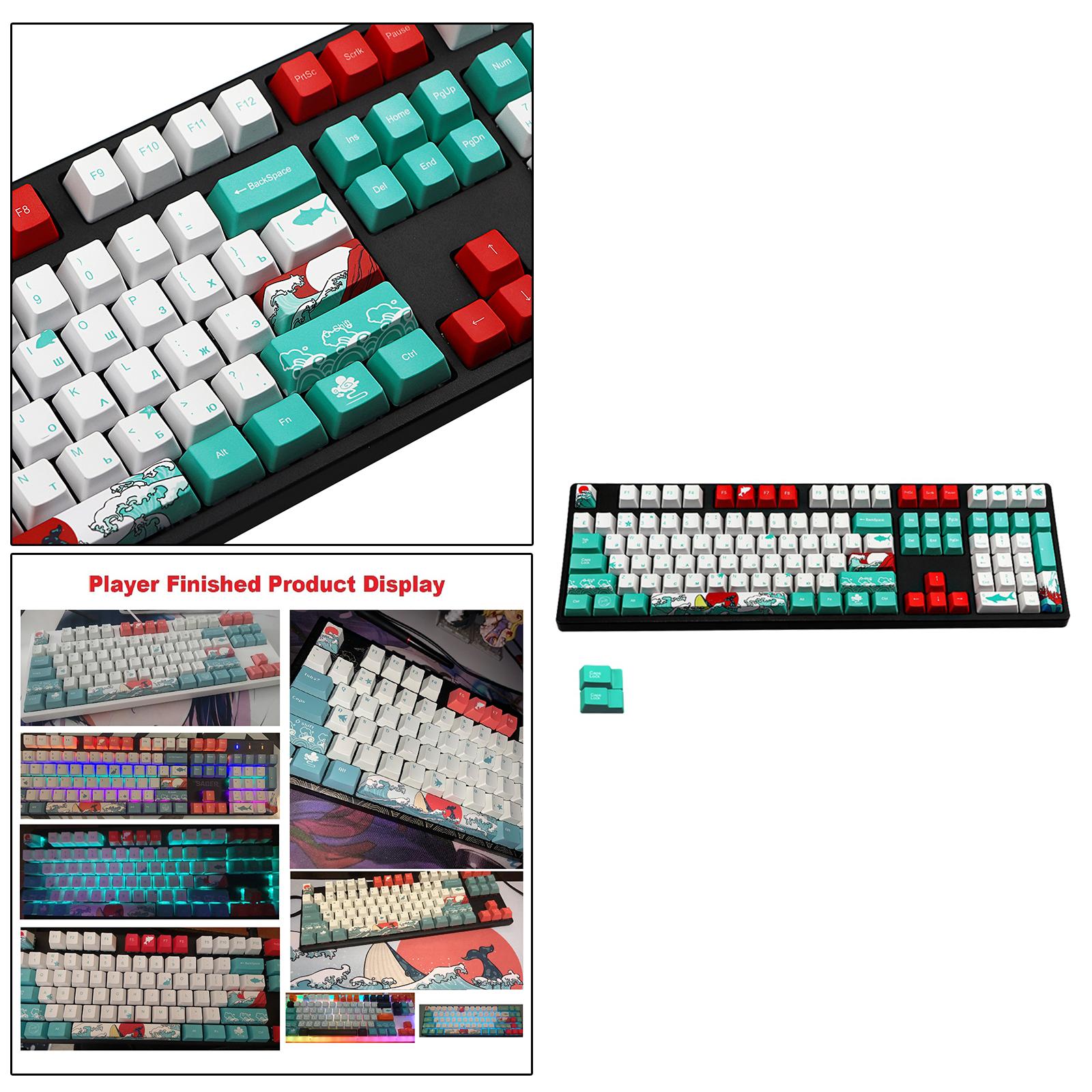 110-Key Coral Sea DYE-SUB PBT Keycaps DIY for Cherry MX Keyboards Russian