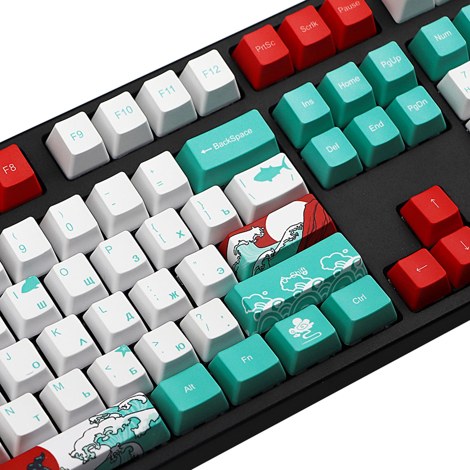 110-Key Coral Sea DYE-SUB PBT Keycaps DIY for Cherry MX Keyboards Russian