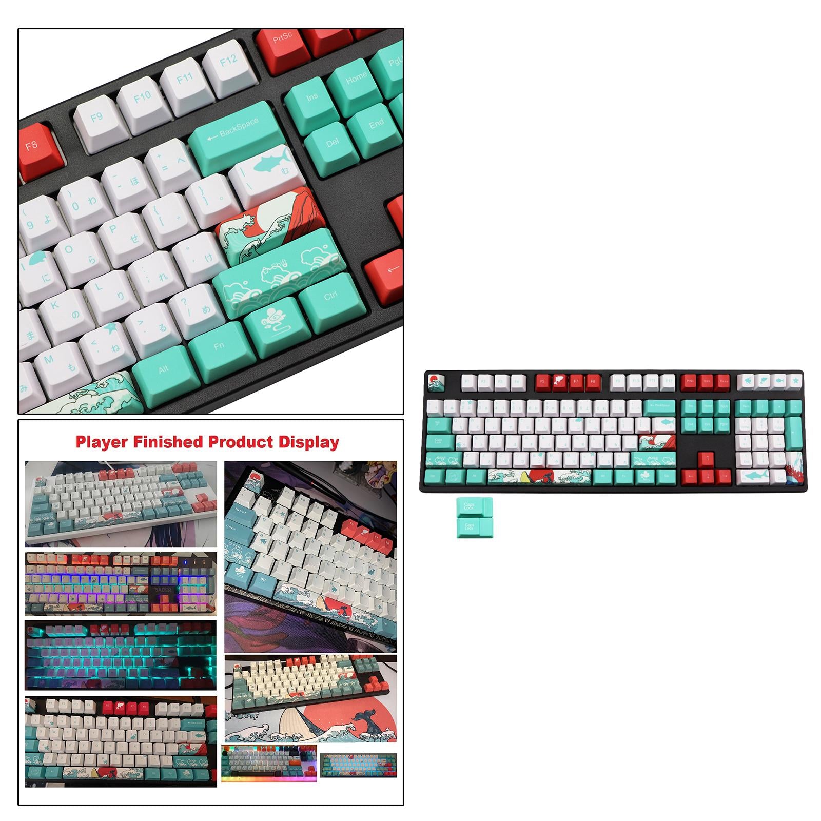 110-Key Coral Sea DYE-SUB PBT Keycaps DIY for Cherry MX Keyboards Japanese