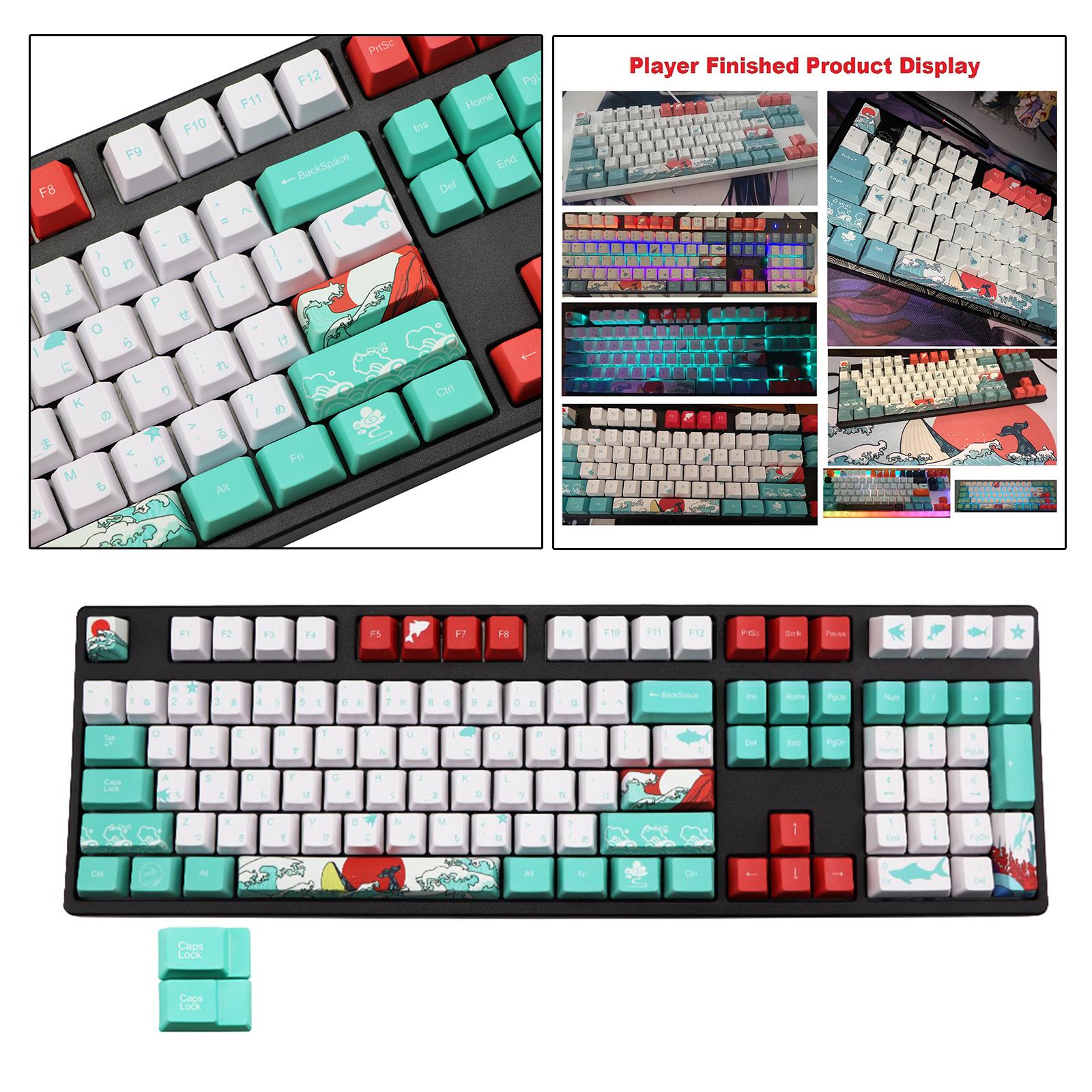 110-Key Coral Sea DYE-SUB PBT Keycaps DIY for Cherry MX Keyboards Japanese