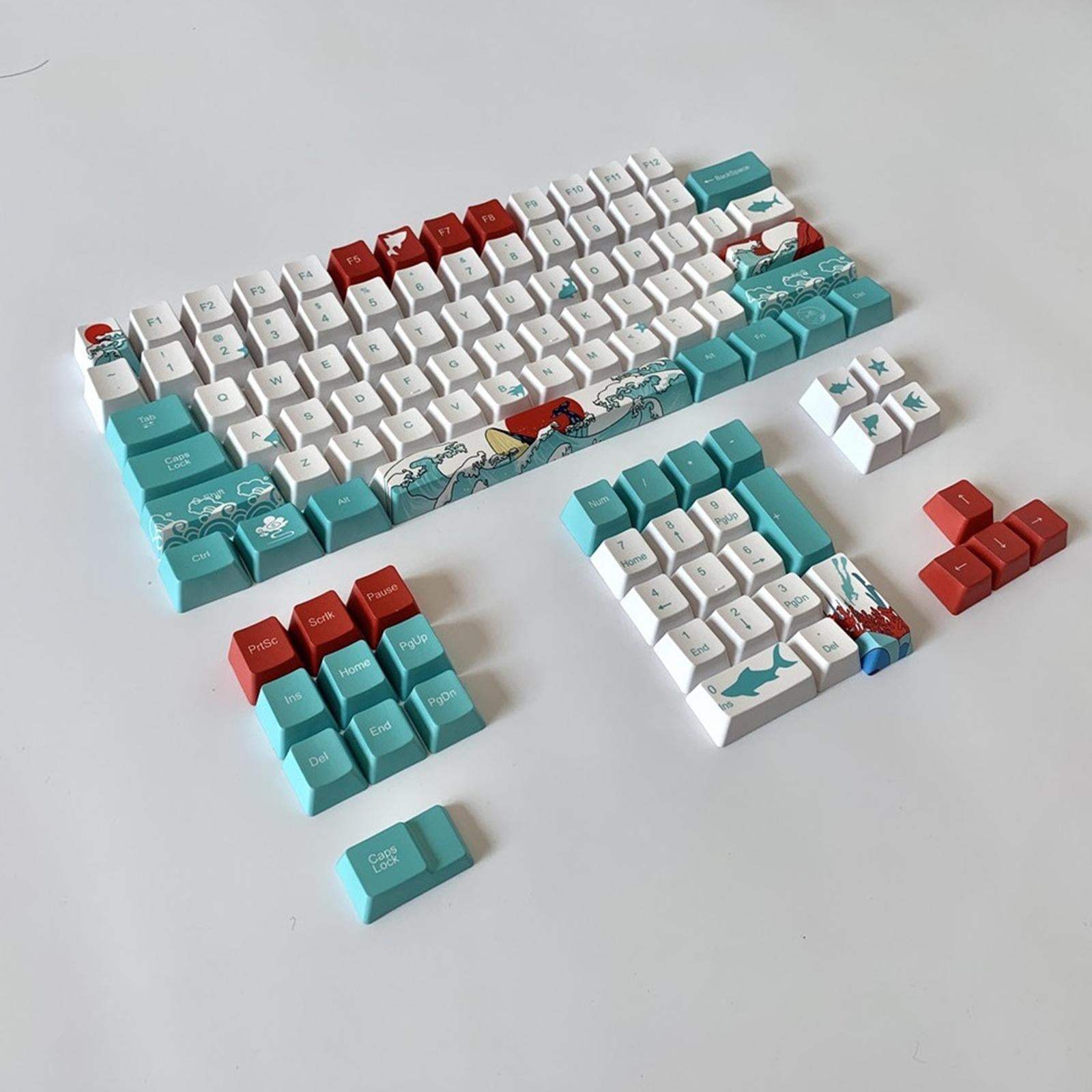 110-Key Coral Sea DYE-SUB PBT Keycaps DIY for Cherry MX Keyboards English