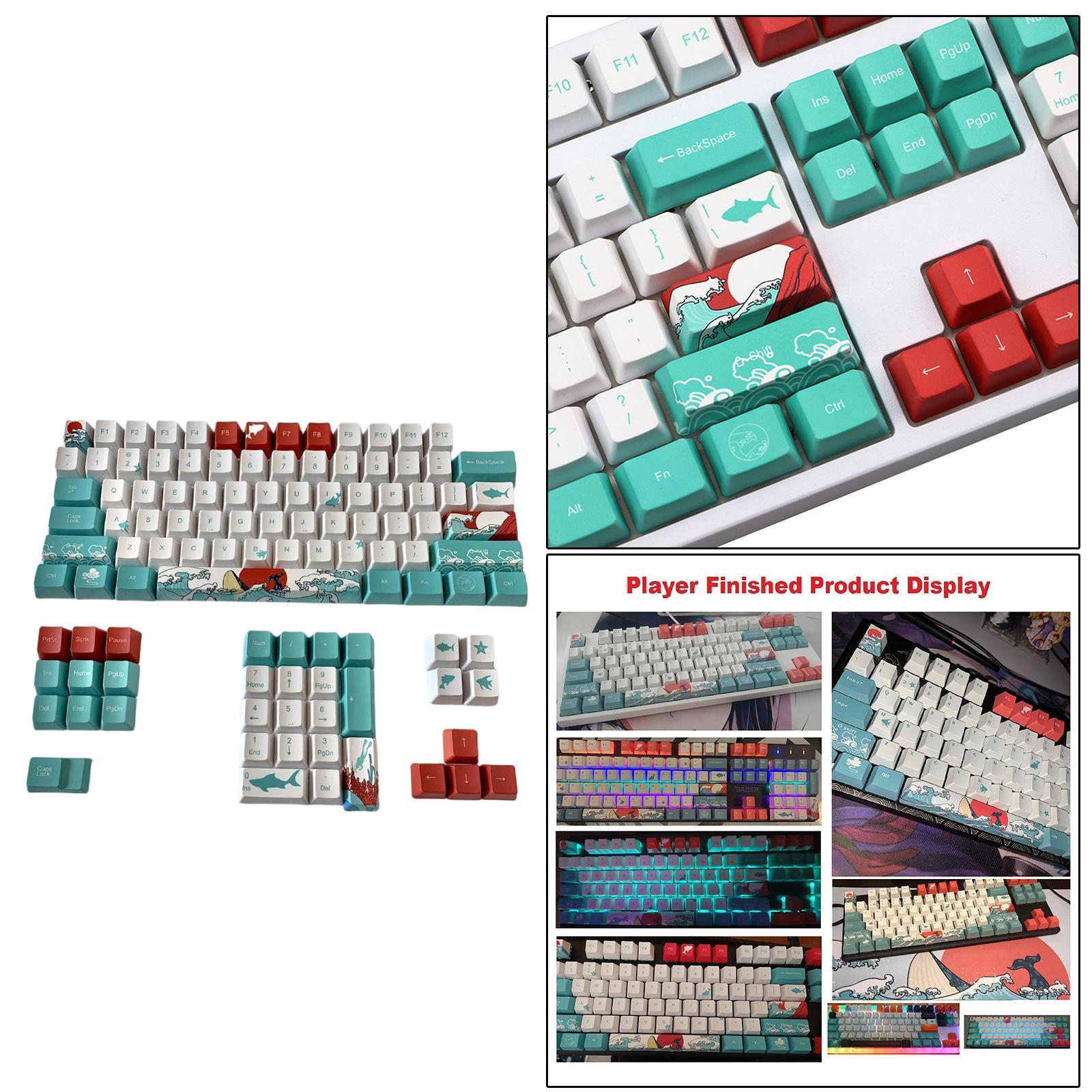 110-Key Coral Sea DYE-SUB PBT Keycaps DIY for Cherry MX Keyboards English