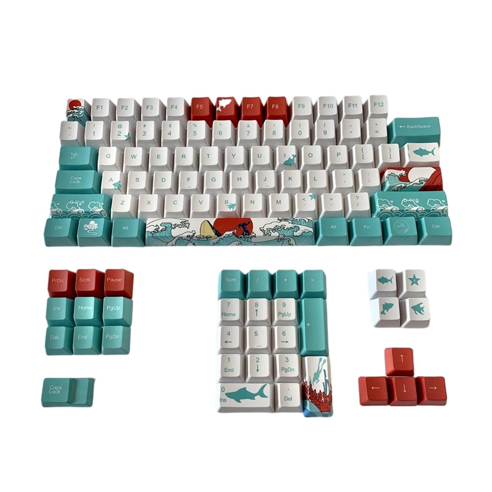 110-Key Coral Sea DYE-SUB PBT Keycaps DIY for Cherry MX Keyboards English