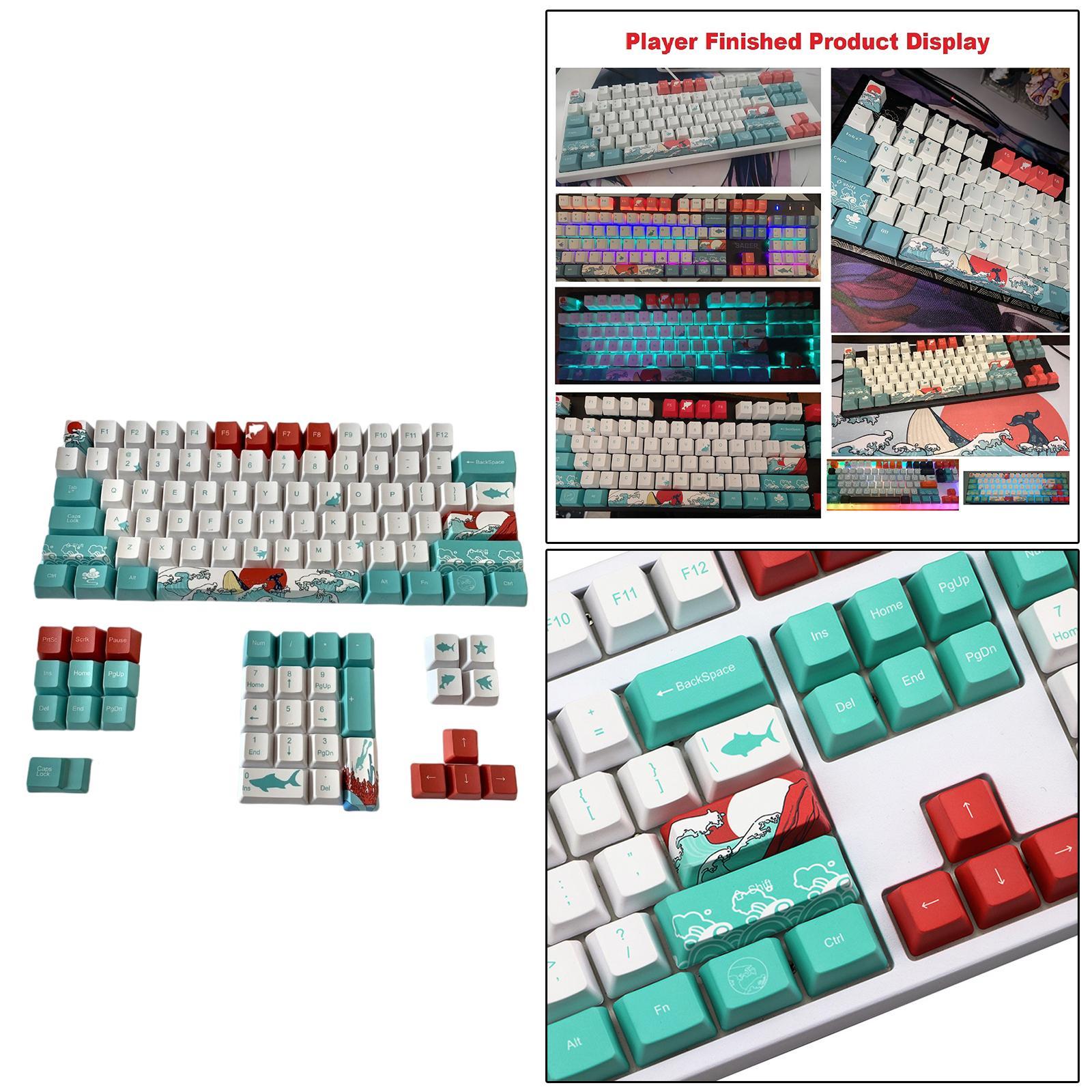 110-Key Coral Sea DYE-SUB PBT Keycaps DIY for Cherry MX Keyboards English