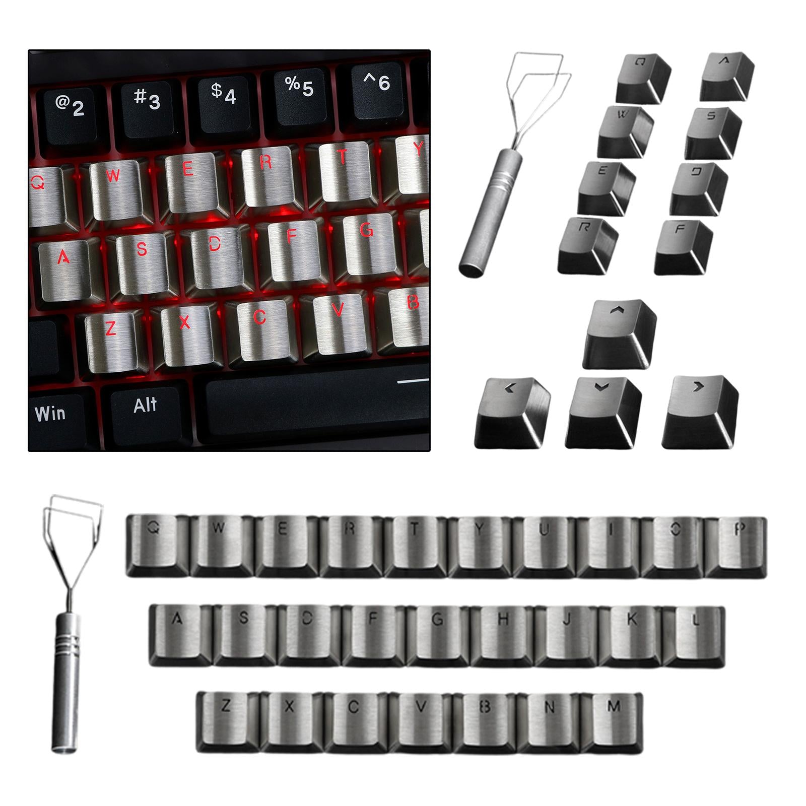 Durable Metal Stainless Steel Keycap for Cherry MX Switch Keyboard WASD