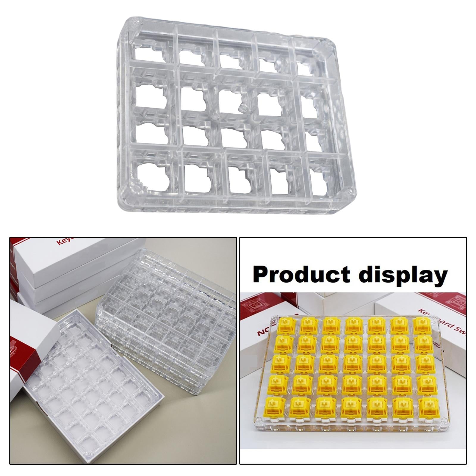 Transparent Button Tester Base Acrylic Storage for Keyboard 11x9x1cm