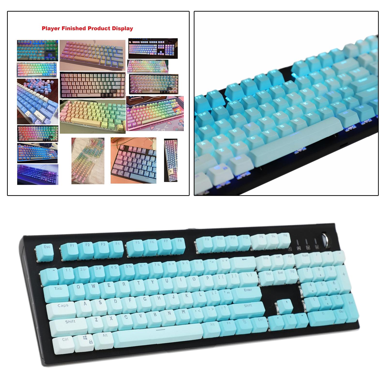 104 Keys Mechanical Switch Keyboard Keycaps PBT Keycaps  Blue Gradient B