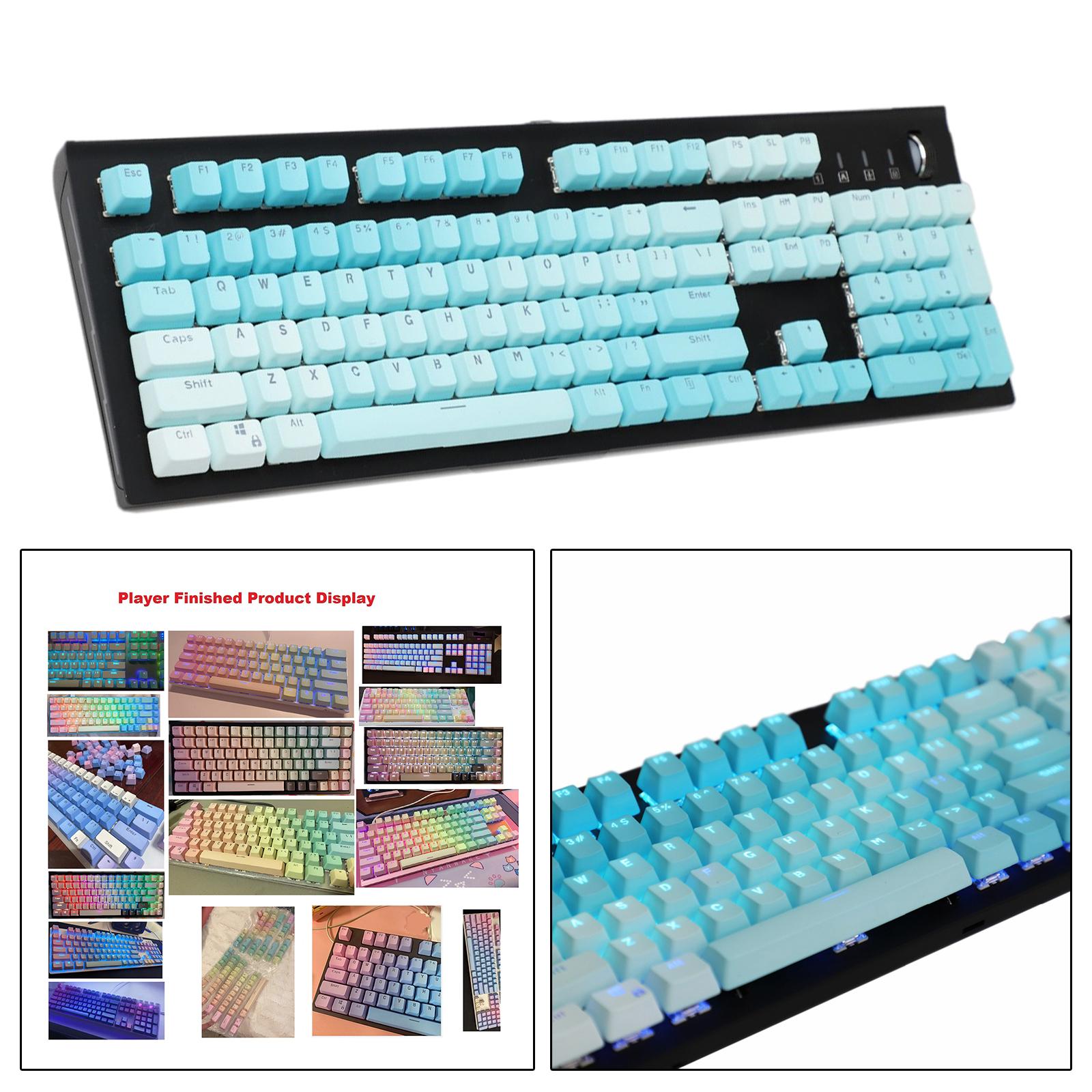 104 Keys Mechanical Switch Keyboard Keycaps PBT Keycaps  Blue Gradient B