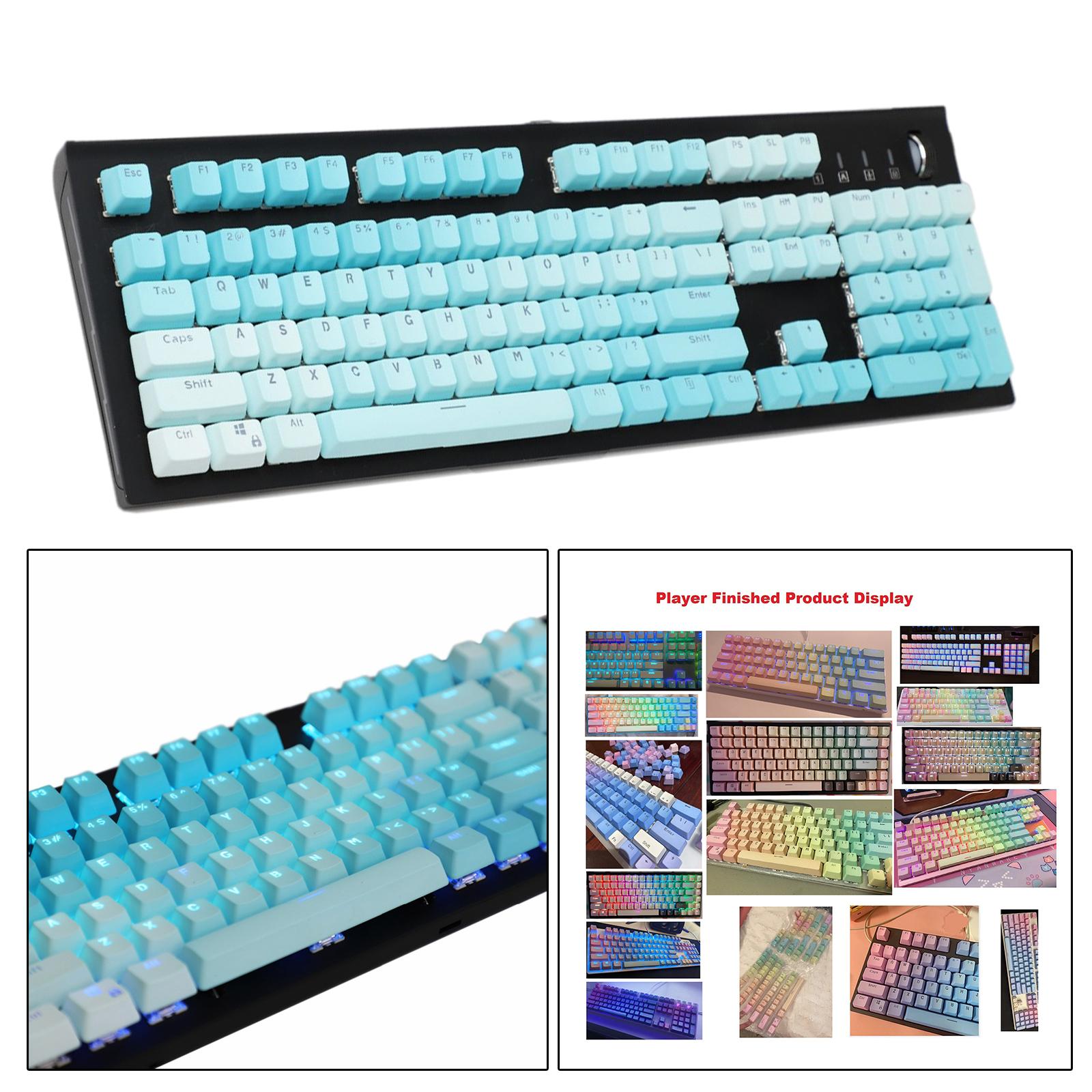 104 Keys Mechanical Switch Keyboard Keycaps PBT Keycaps  Blue Gradient B