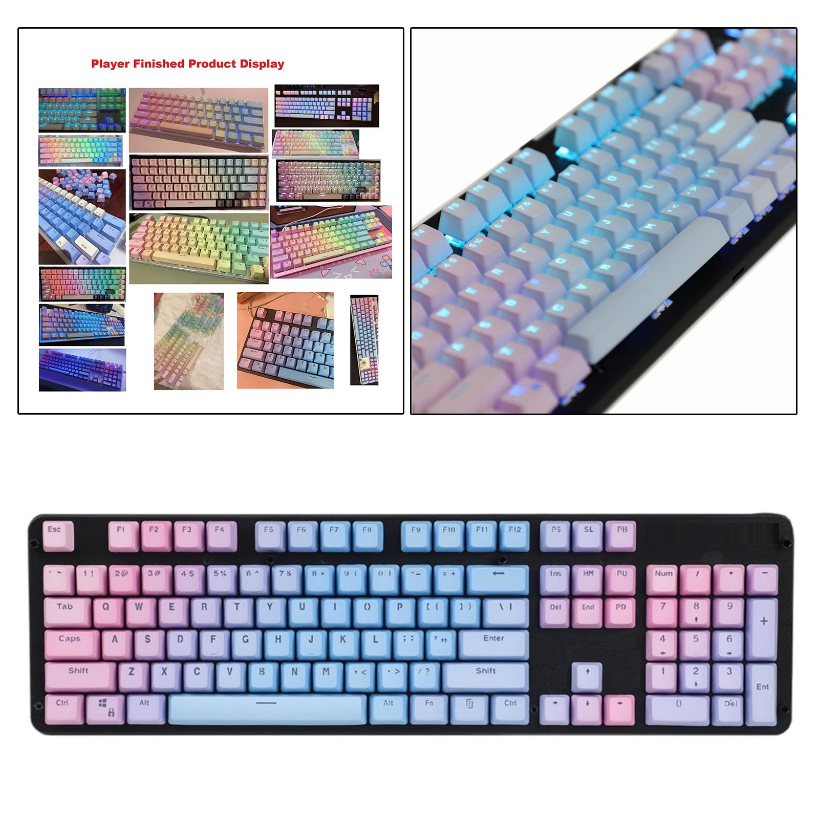 104 Keys Mechanical Switch Keyboard Keycaps PBT Keycaps  Blue Pink Gradient