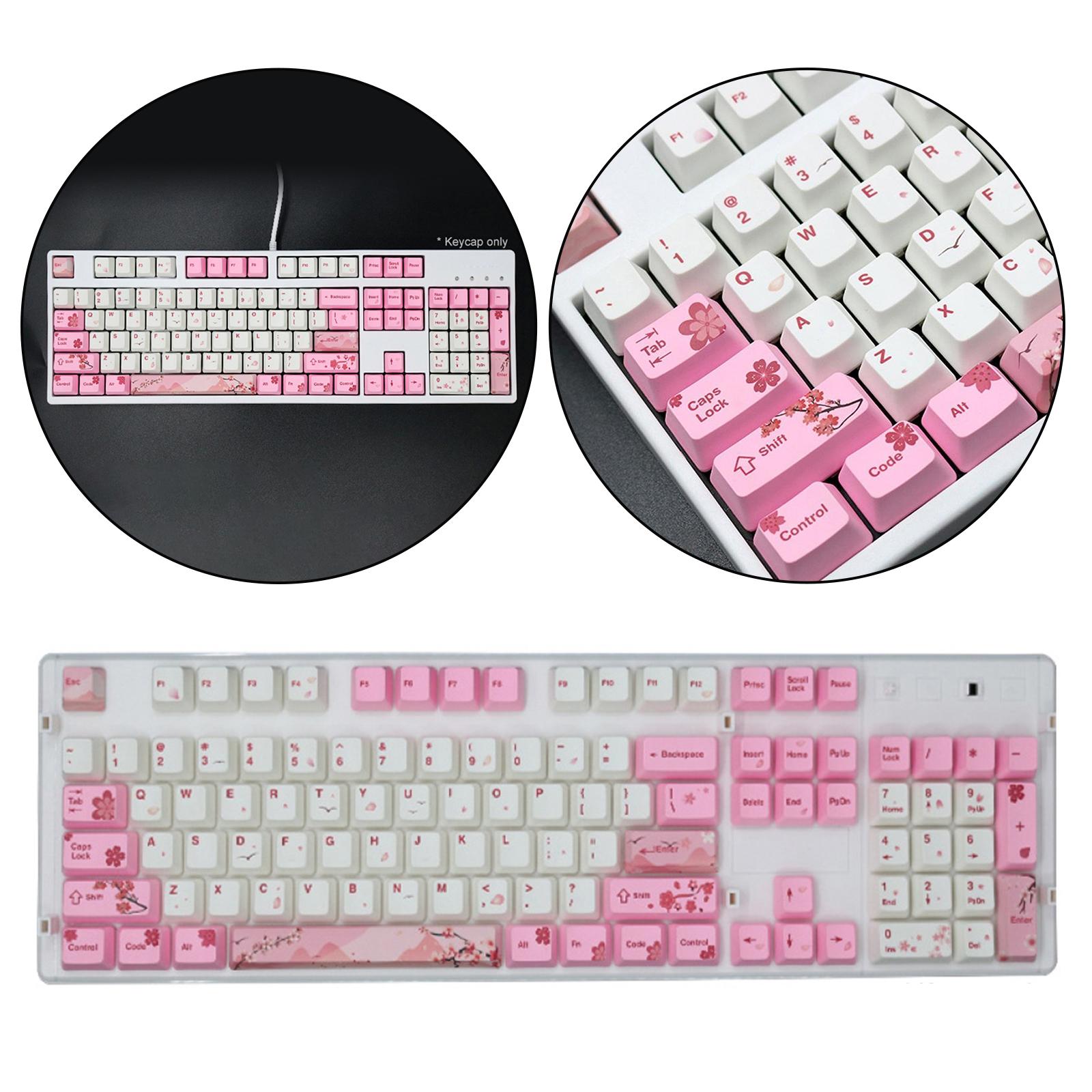 104 Keys Keycaps PBT Pink Sakura Keycaps for Cherry MX Mechanical Keyboard