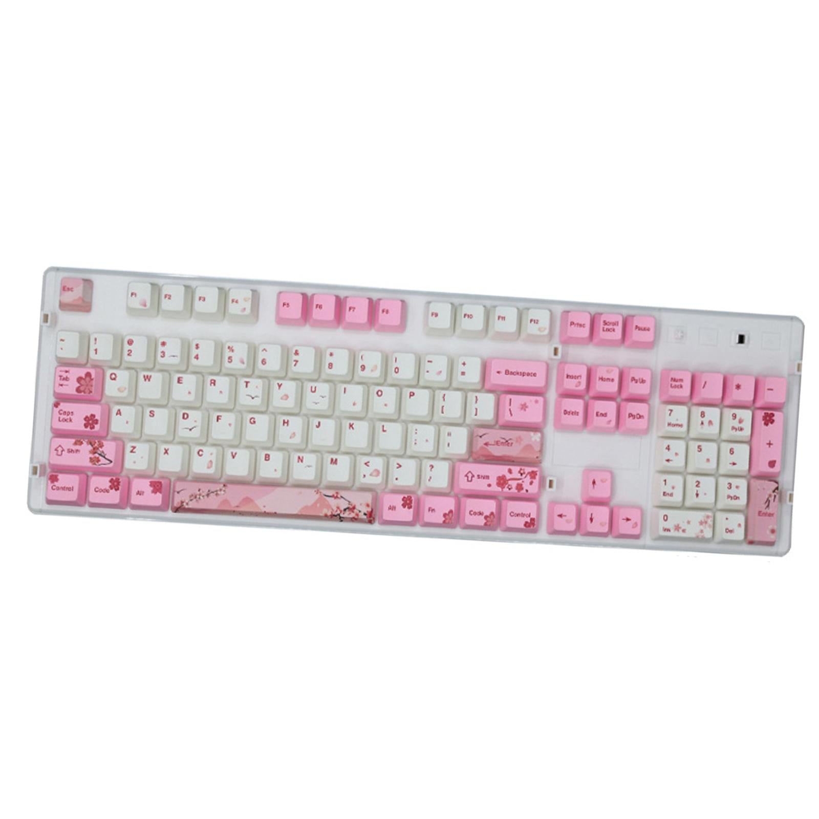 104 Keys Keycaps PBT Pink Sakura Keycaps for Cherry MX Mechanical Keyboard