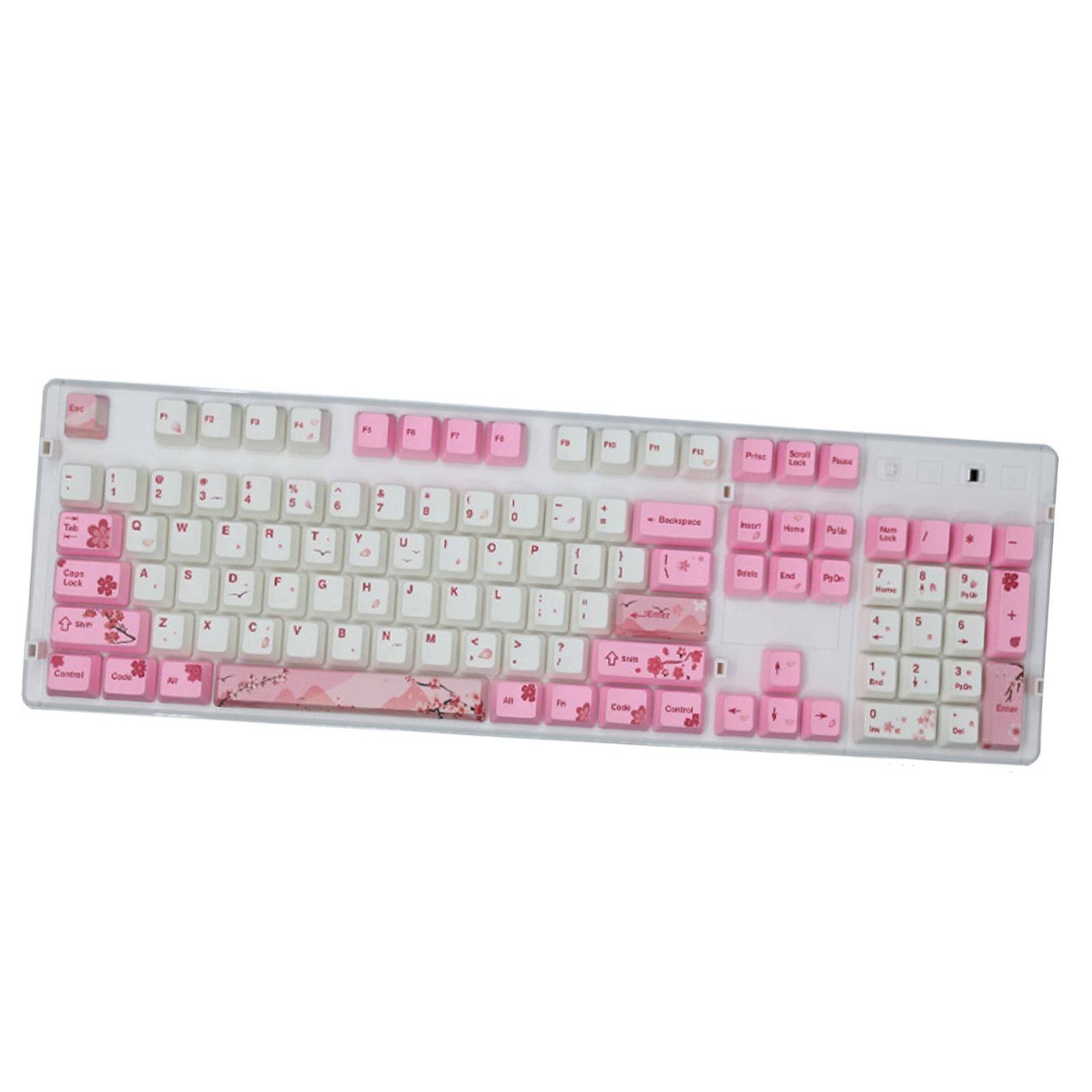 104 Keys Keycaps PBT Pink Sakura Keycaps for Cherry MX Mechanical Keyboard