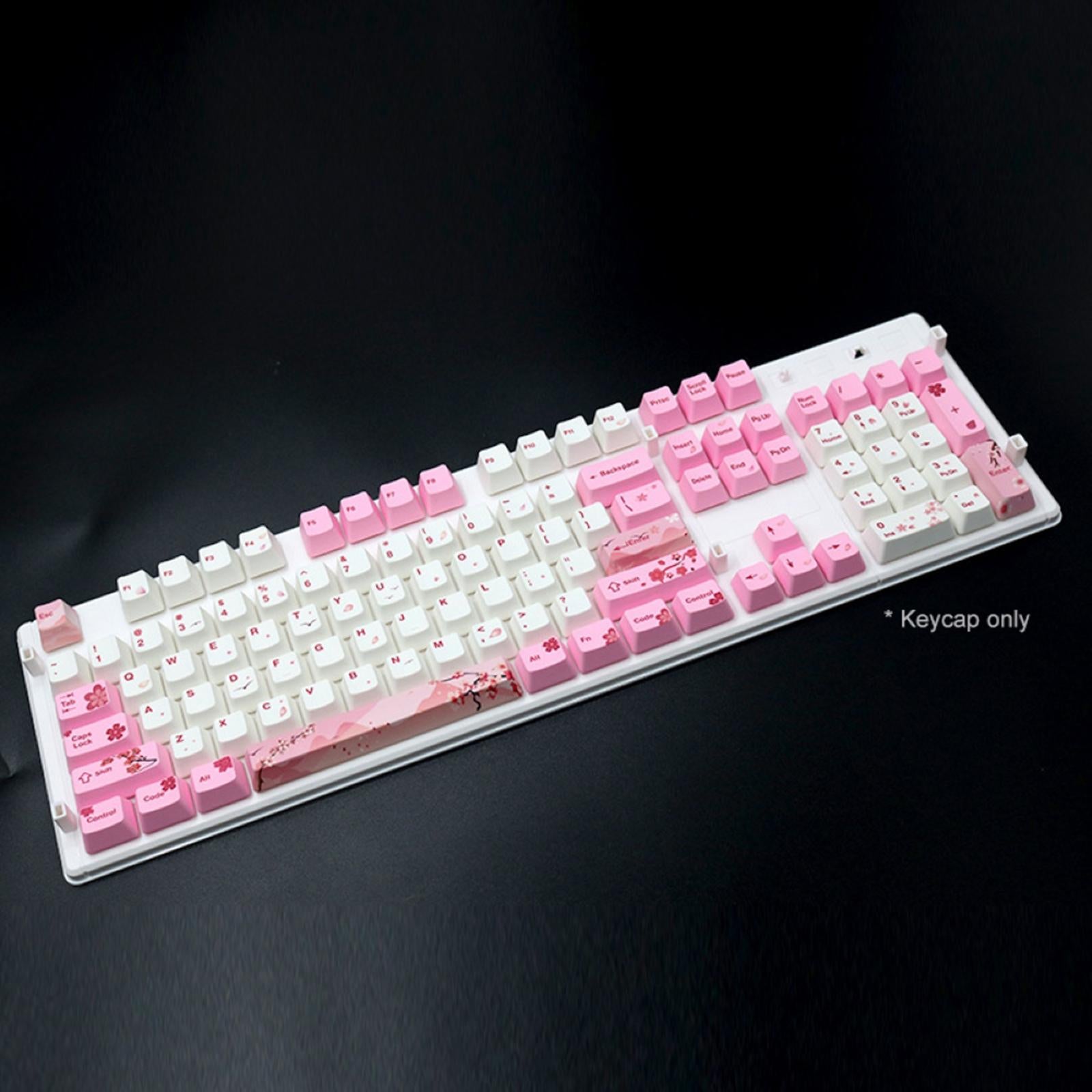 104 Keys Keycaps PBT Pink Sakura Keycaps for Cherry MX Mechanical Keyboard